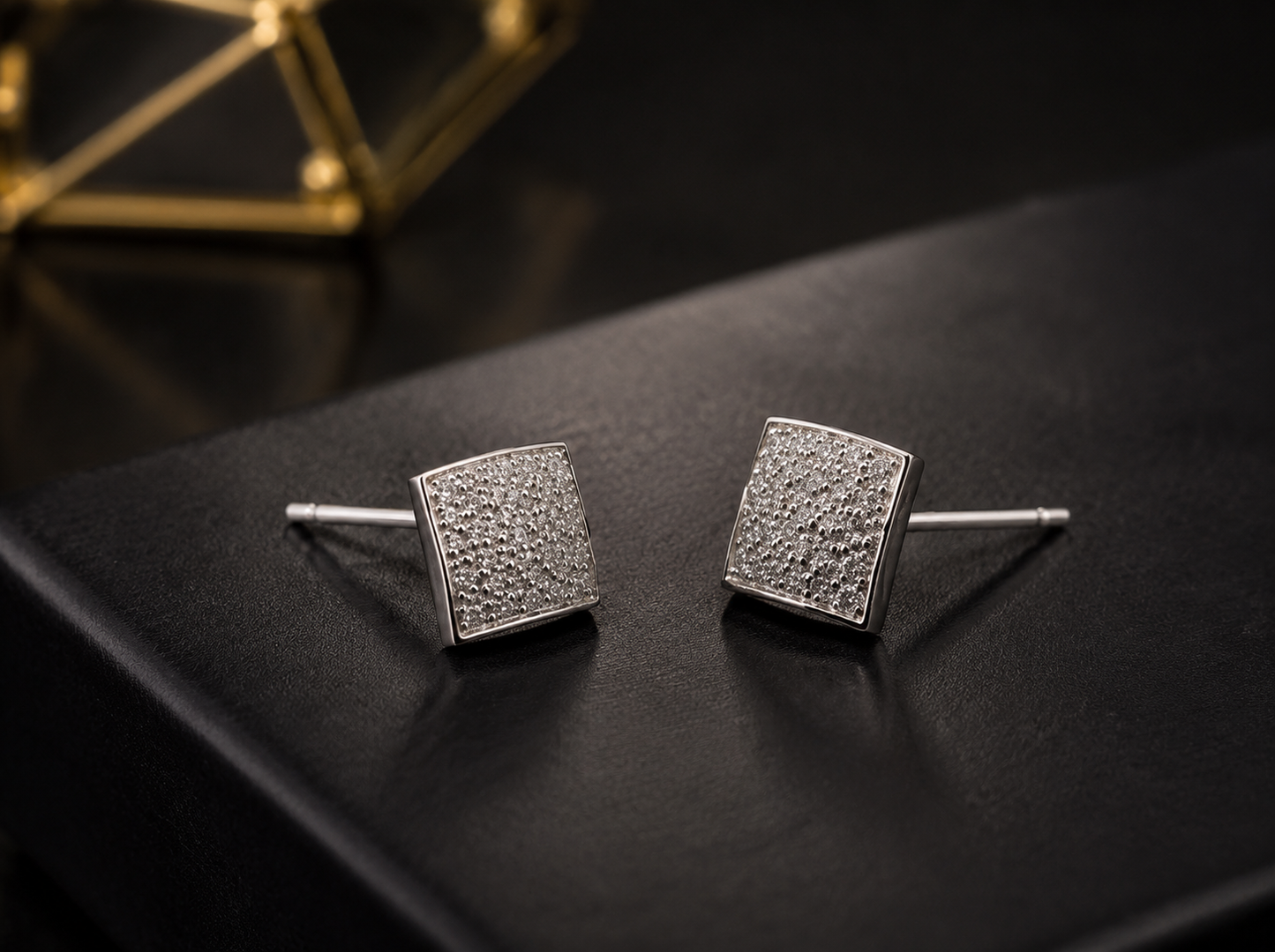 14K White Gold Square Stud Earrings 6x6mm