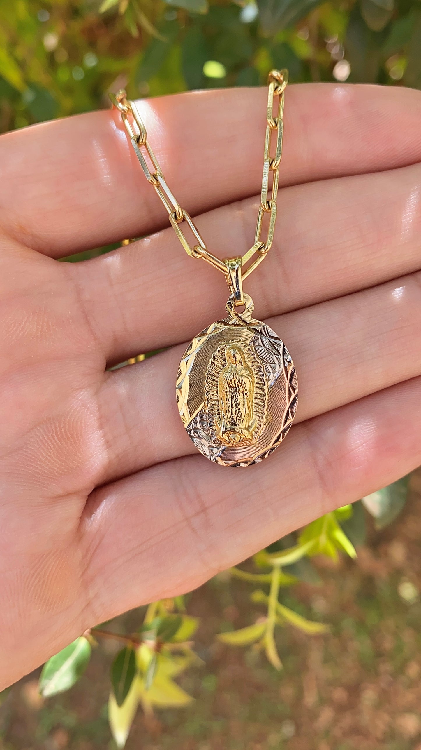 Our Lady of Guadalupe Necklace Pendant 14K Gold Filled Jewelry Everyday Womens Toddler Youth