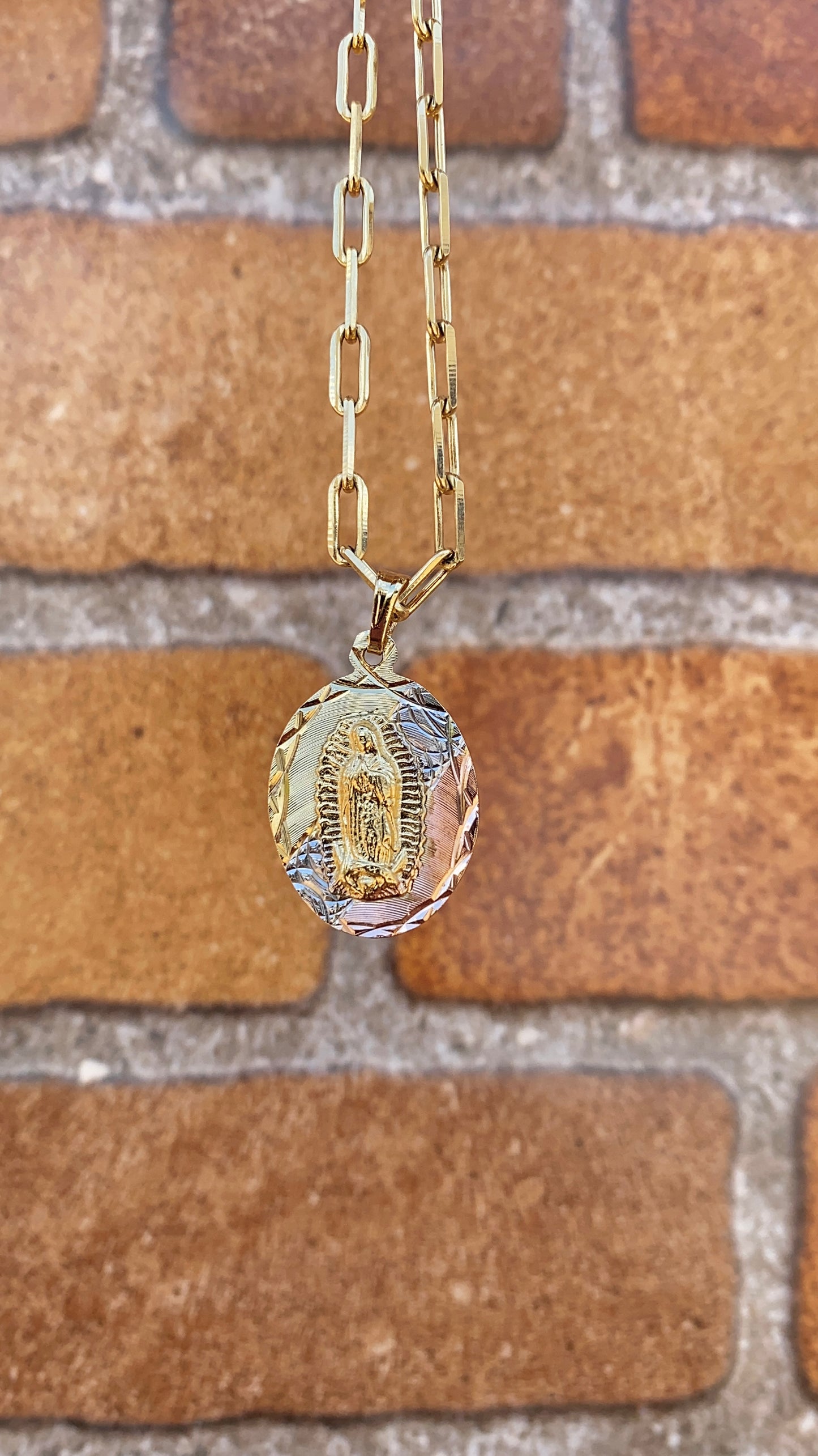 Our Lady of Guadalupe Necklace Pendant 14K Gold Filled Jewelry Everyday Womens Toddler Youth