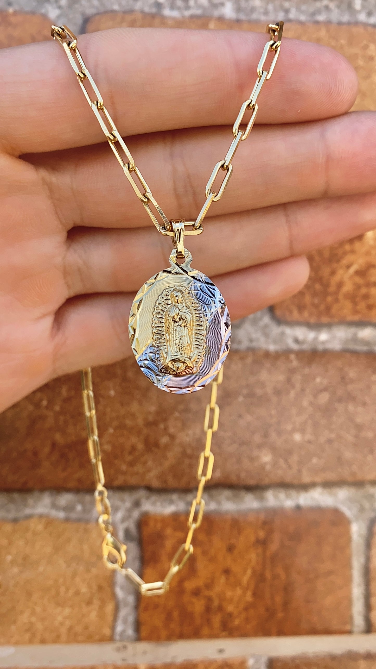 Our Lady of Guadalupe Necklace Pendant 14K Gold Filled Jewelry Everyday Womens Toddler Youth