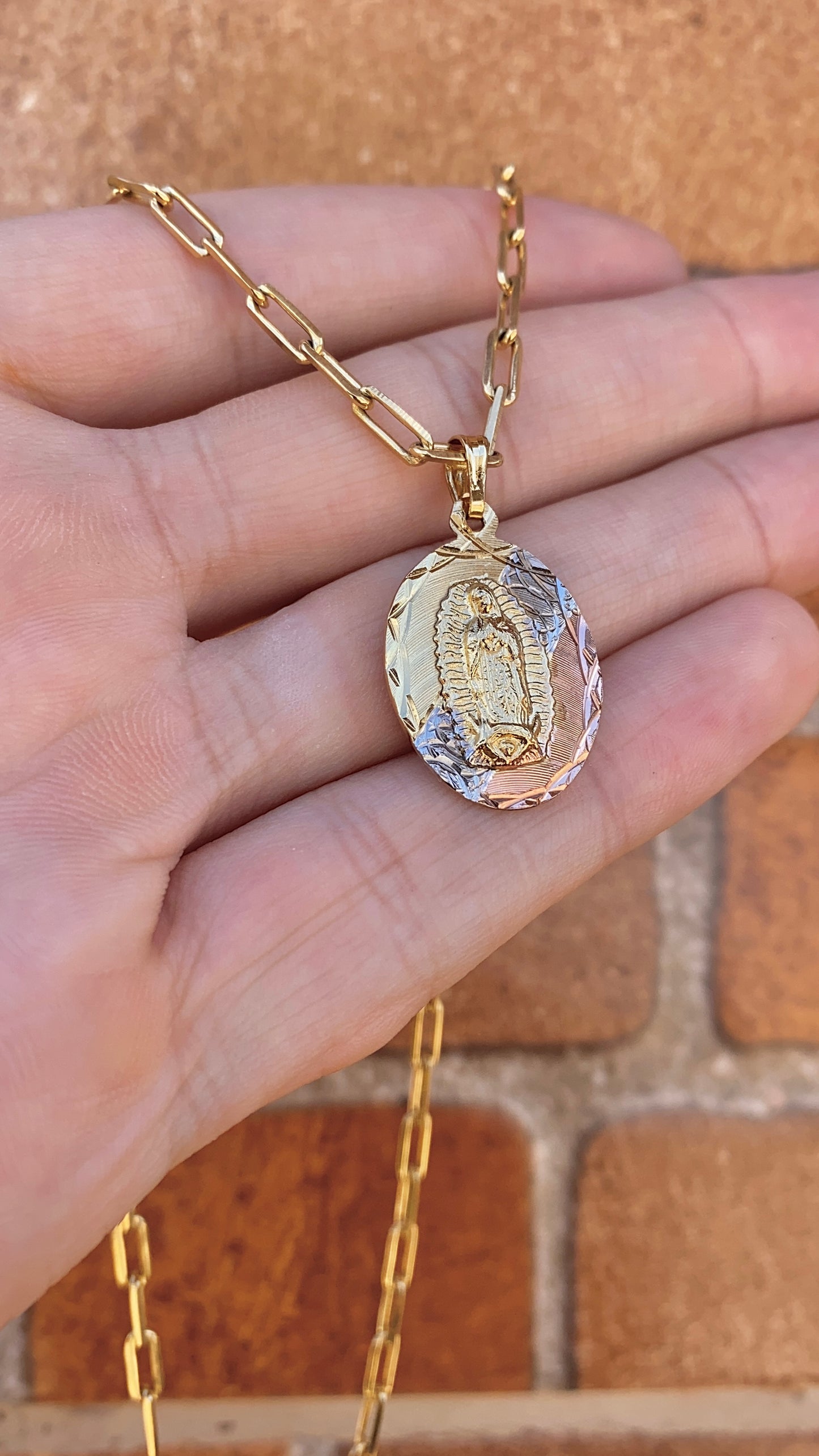 Our Lady of Guadalupe Necklace Pendant 14K Gold Filled Jewelry Everyday Womens Toddler Youth