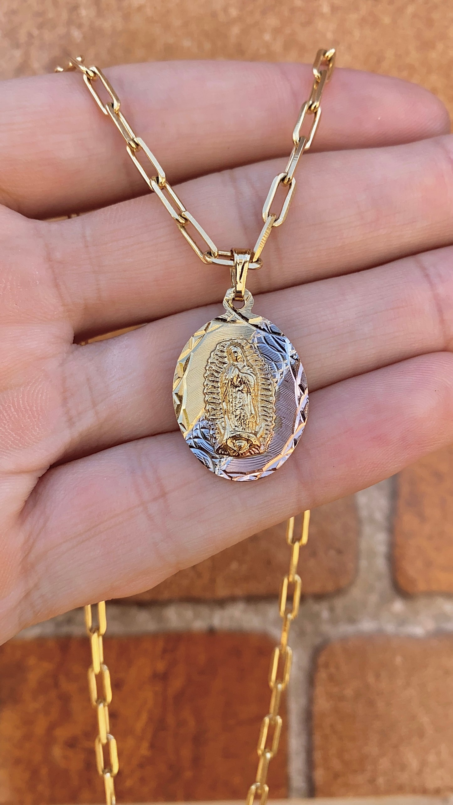 Our Lady of Guadalupe Necklace Pendant 14K Gold Filled Jewelry Everyday Womens Toddler Youth