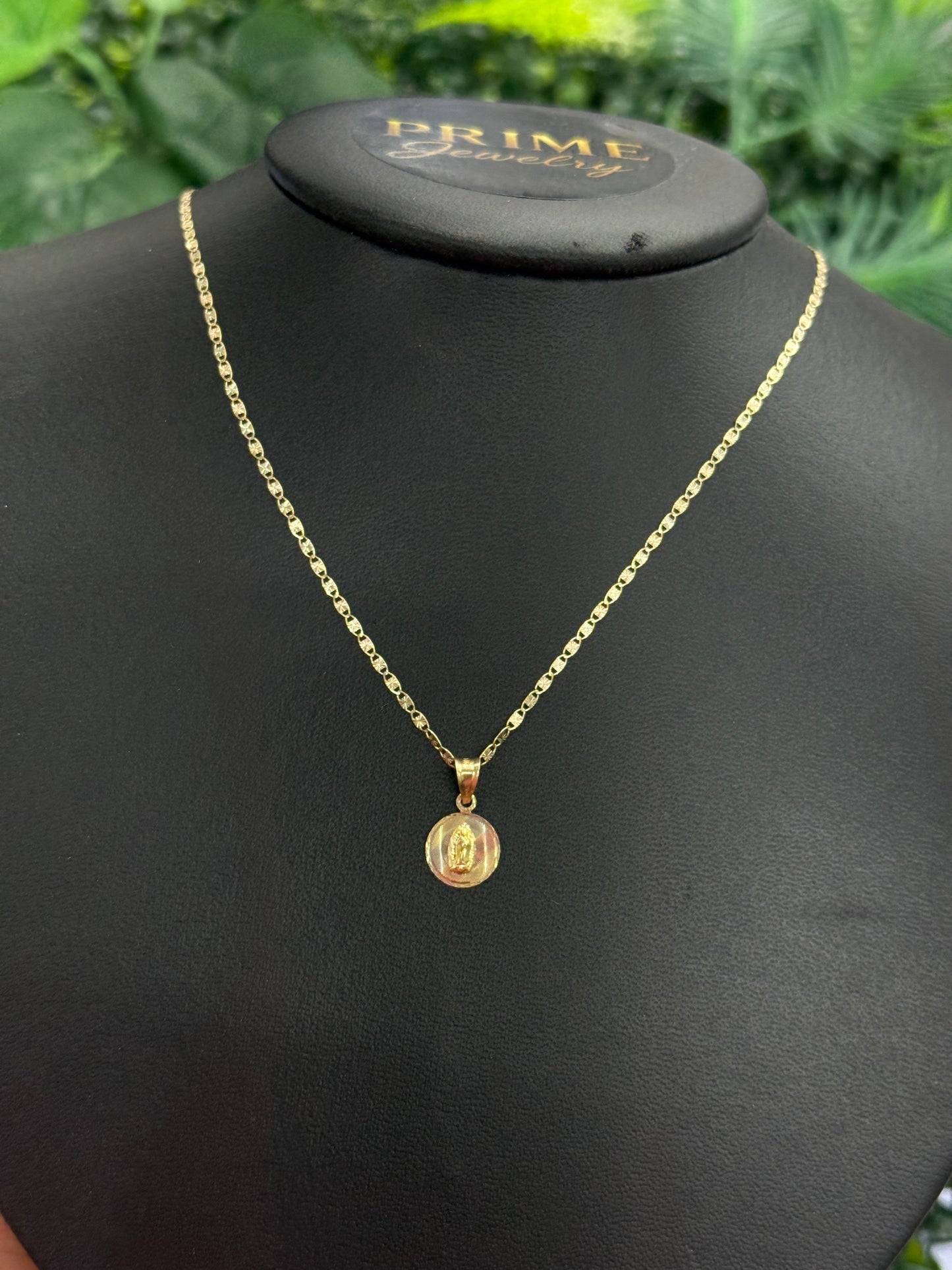 14K Gold Virgen de Guadalupe Necklace Tri Color