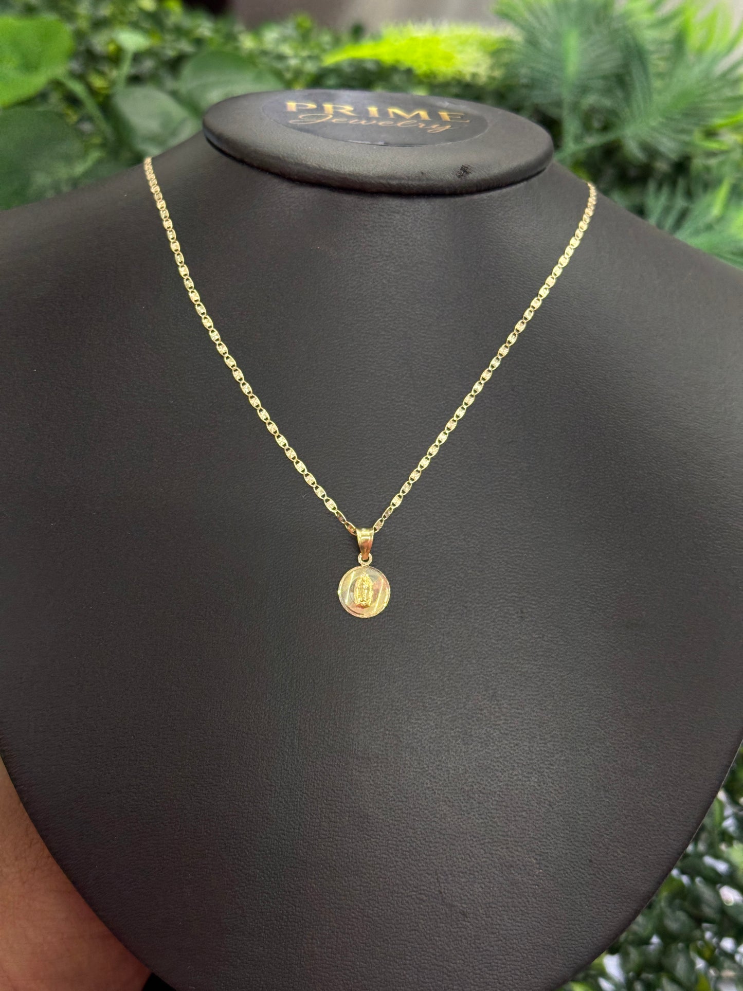 14K Gold Virgen de Guadalupe Necklace Tri Color