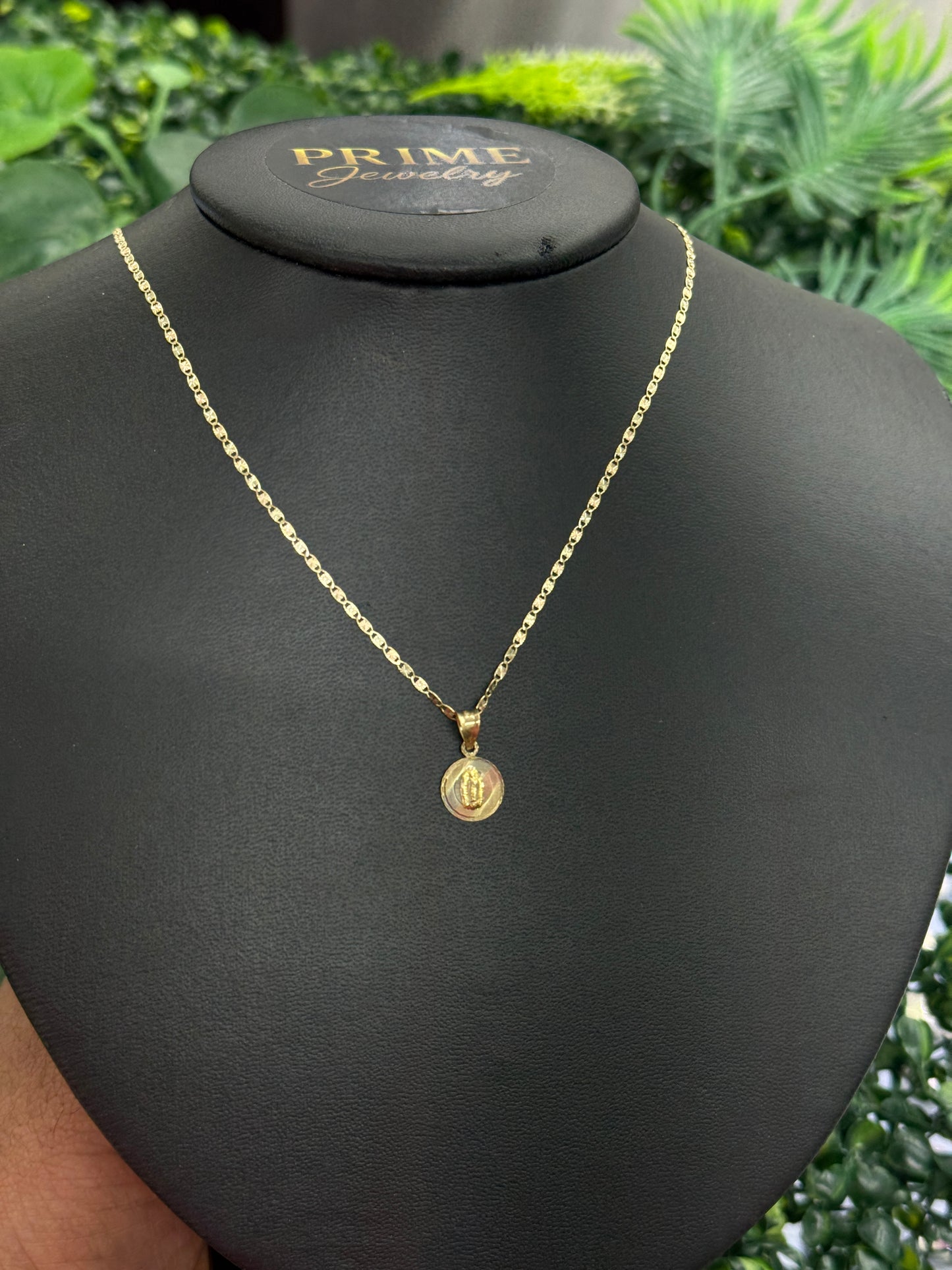 14K Gold Virgen de Guadalupe Necklace Tri Color