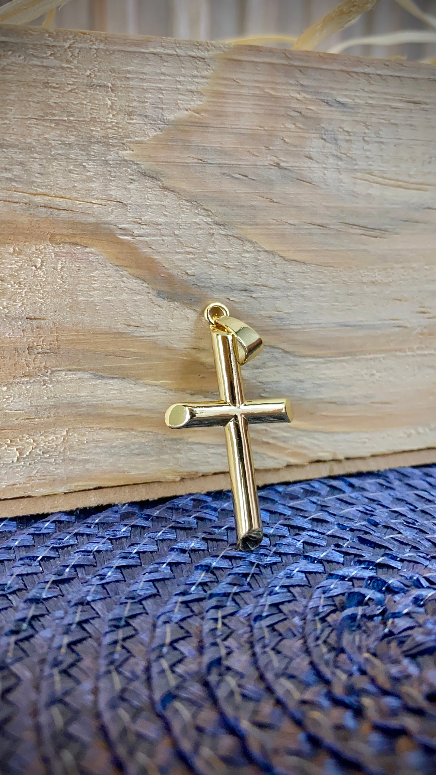 Classic Cross Charm Pendant Gold Filled 35x20mm