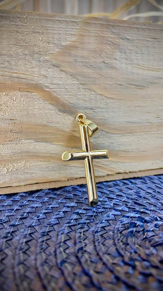 Classic Cross Charm Pendant Gold Filled 35x20mm