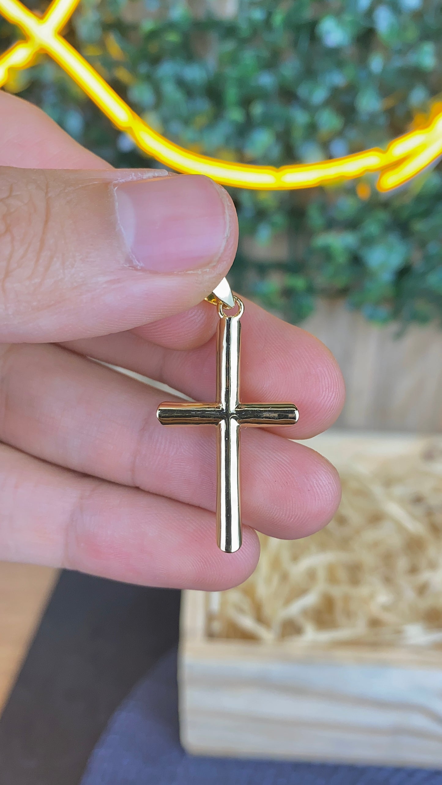 Classic Cross Charm Pendant Gold Filled 35x20mm