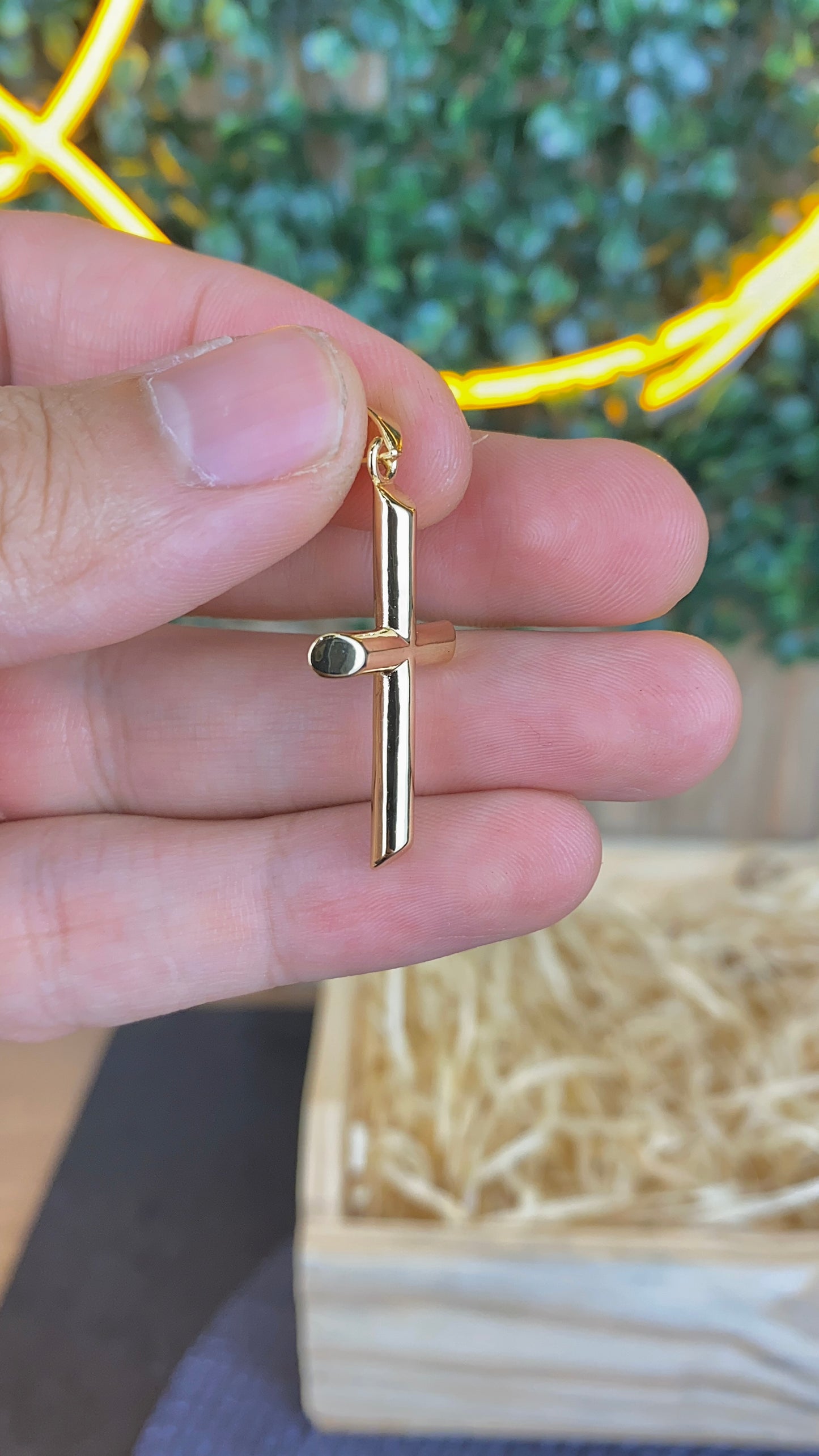 Classic Cross Charm Pendant Gold Filled 35x20mm