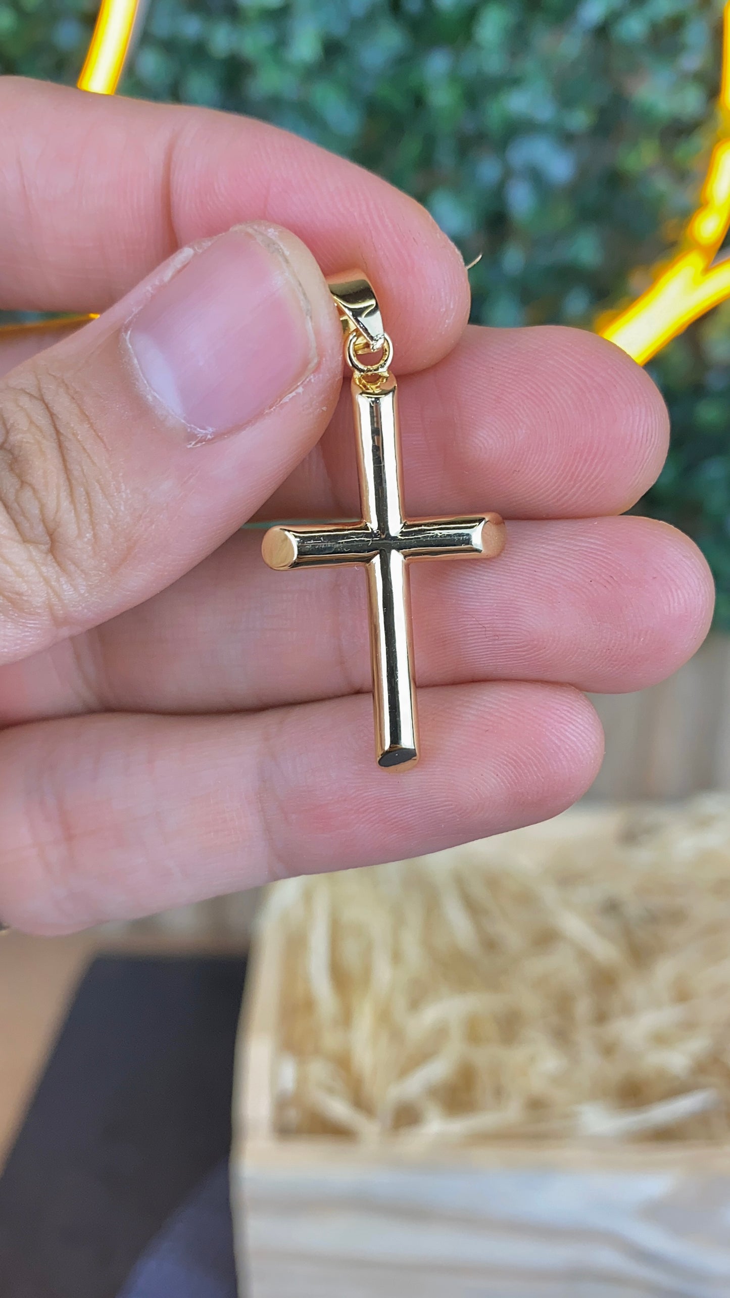 Classic Cross Charm Pendant Gold Filled 35x20mm