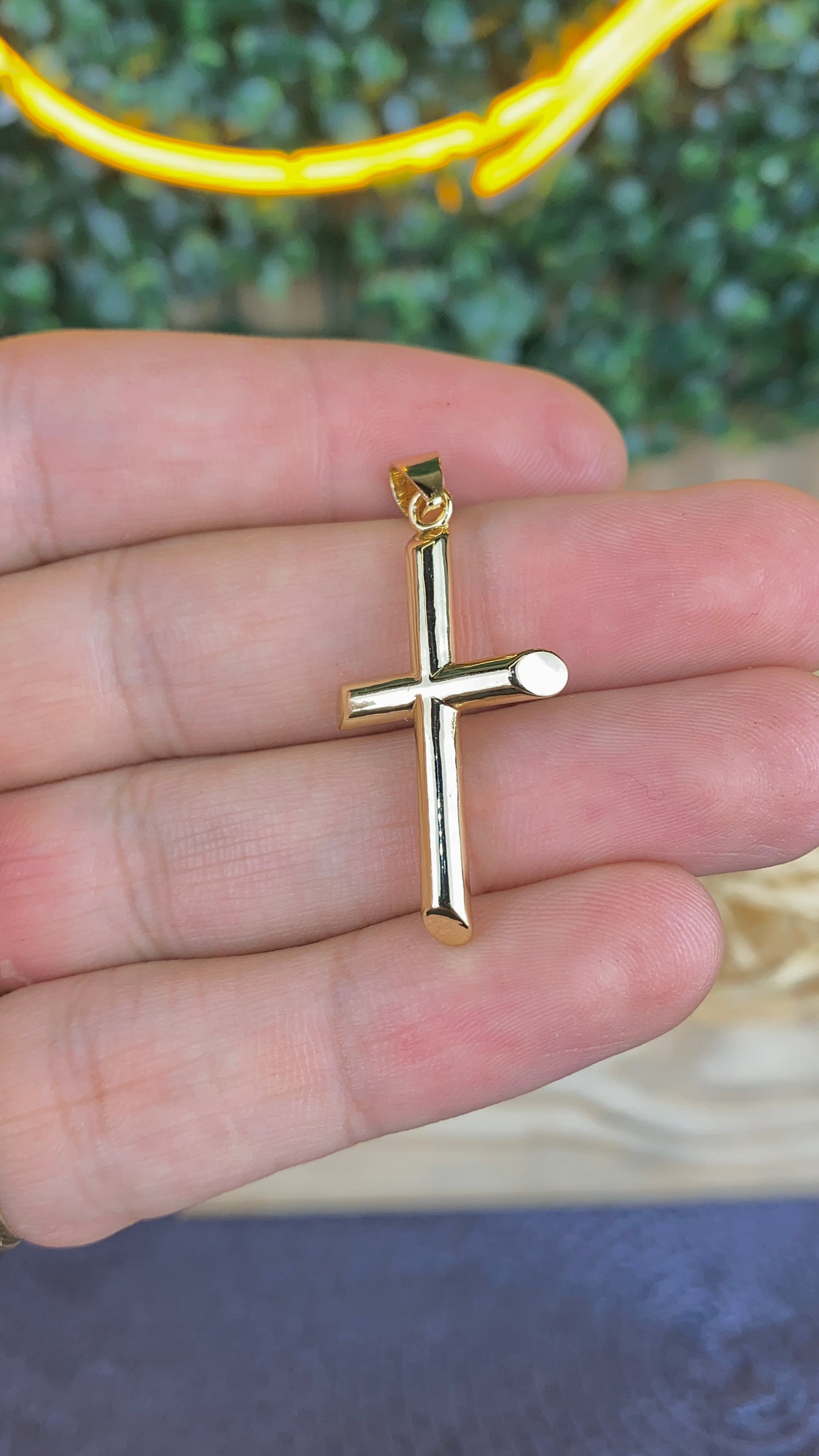 Classic Cross Charm Pendant Gold Filled 35x20mm