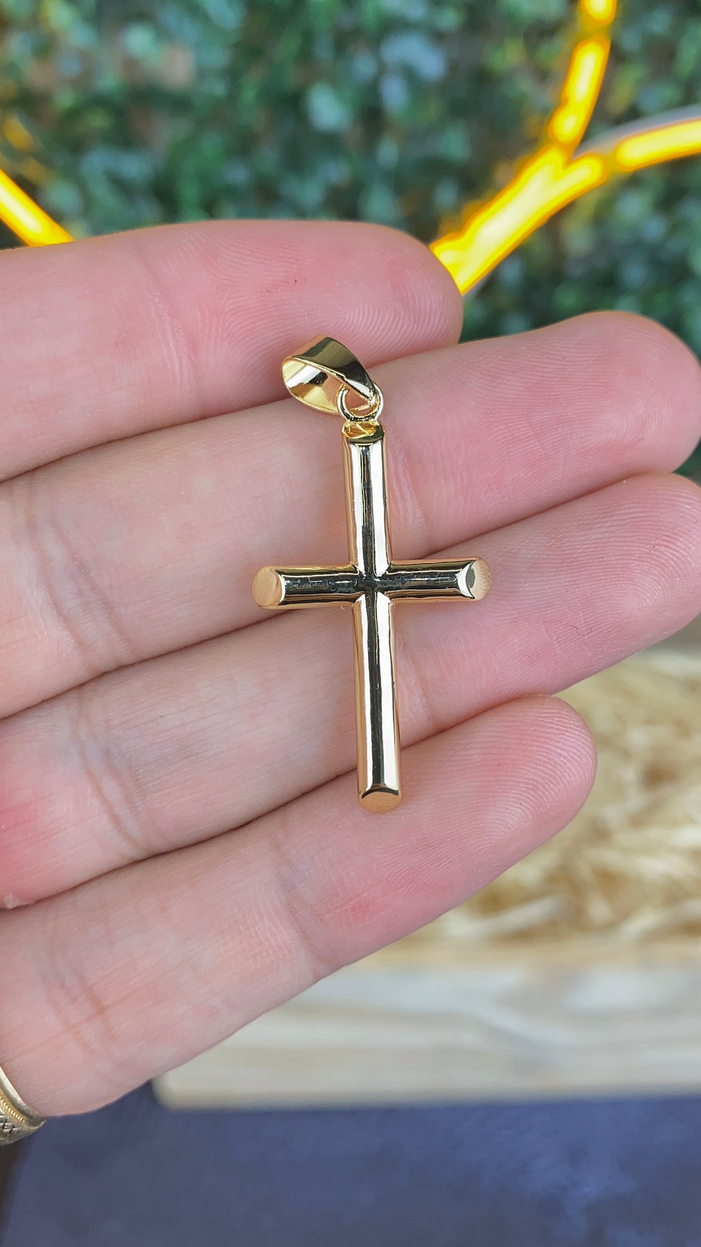 Classic Cross Charm Pendant Gold Filled 35x20mm