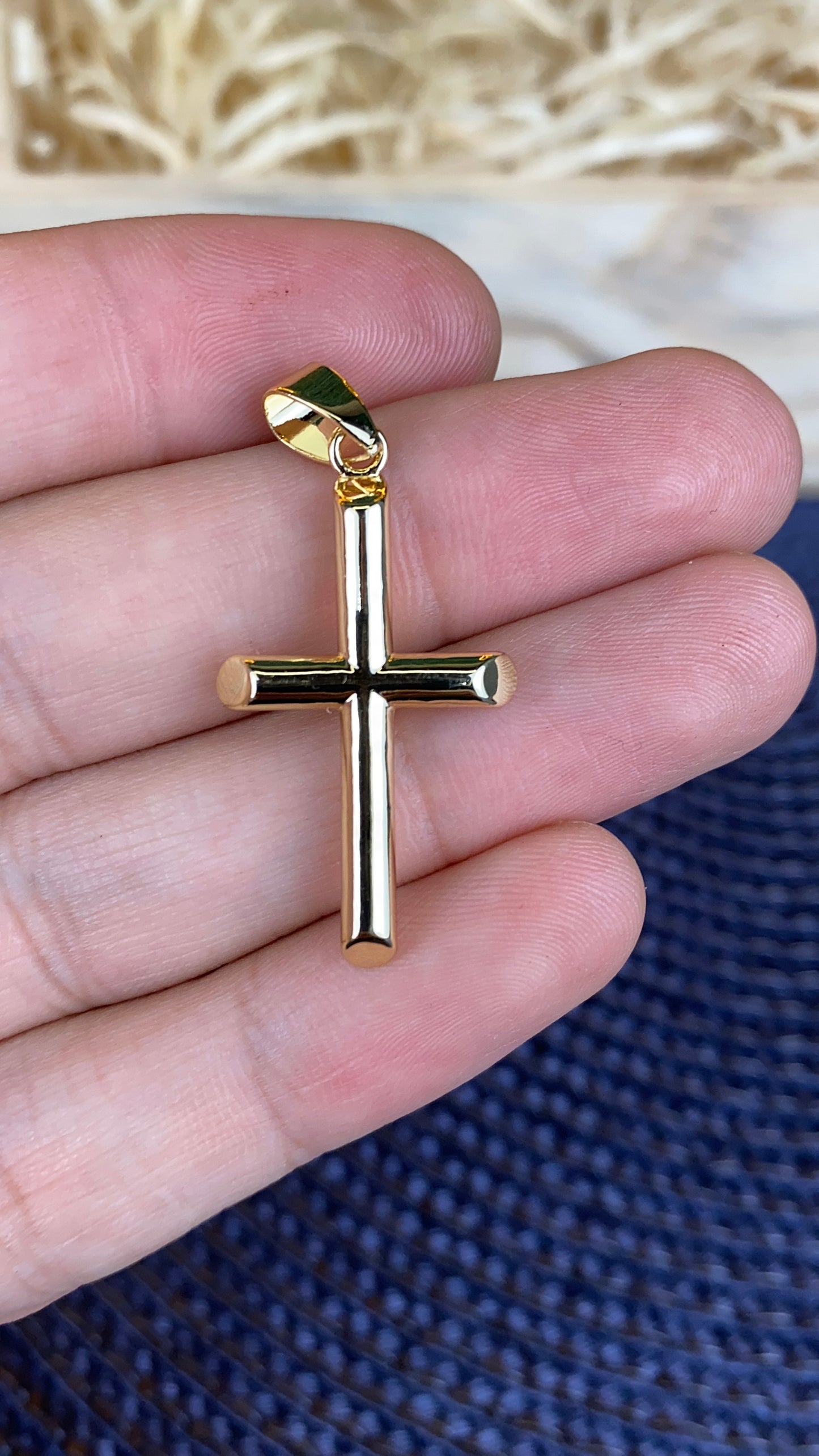 Classic Cross Charm Pendant Gold Filled 35x20mm