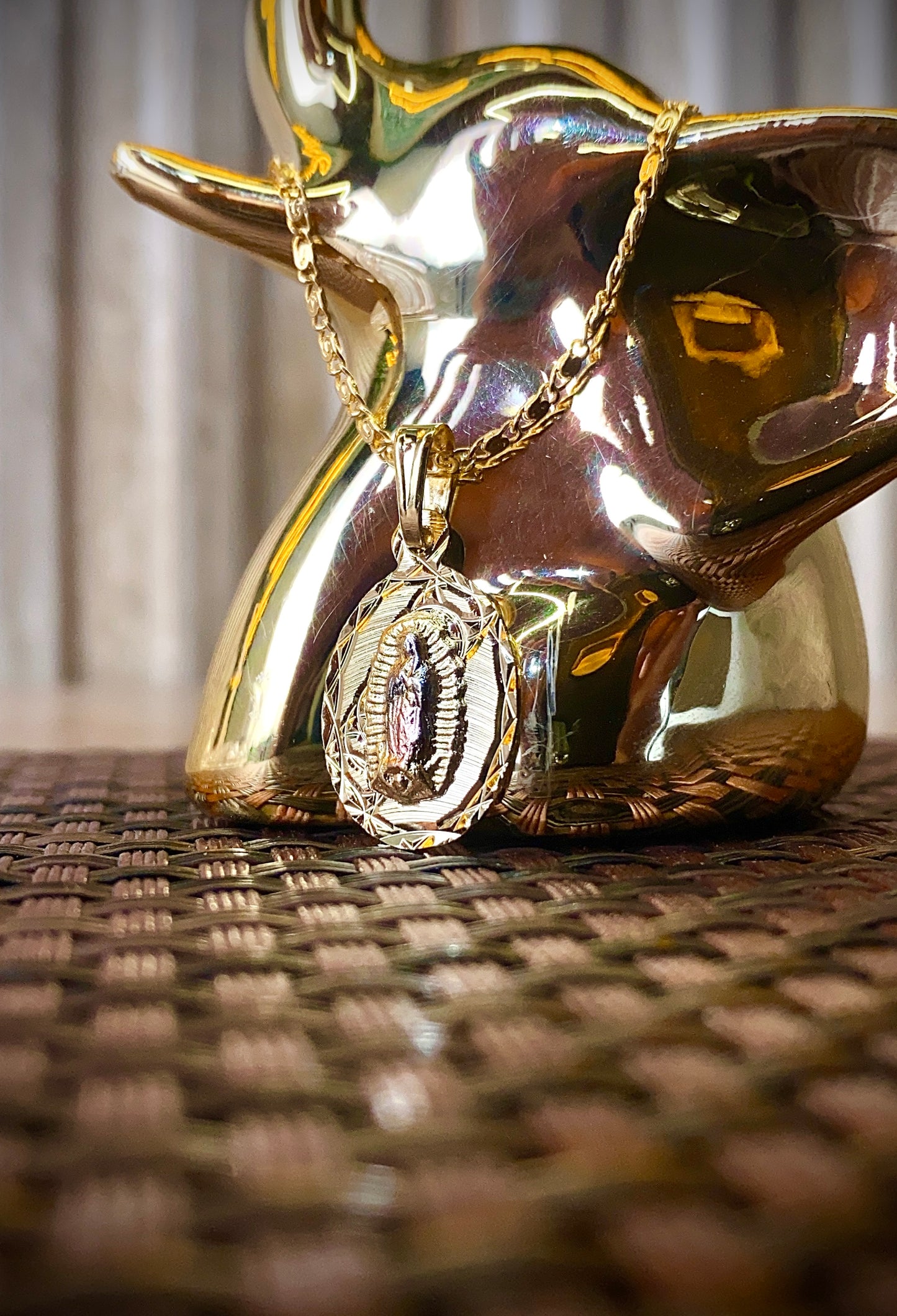 Virgen de Guadalupe Necklace Snaill Chain 20"