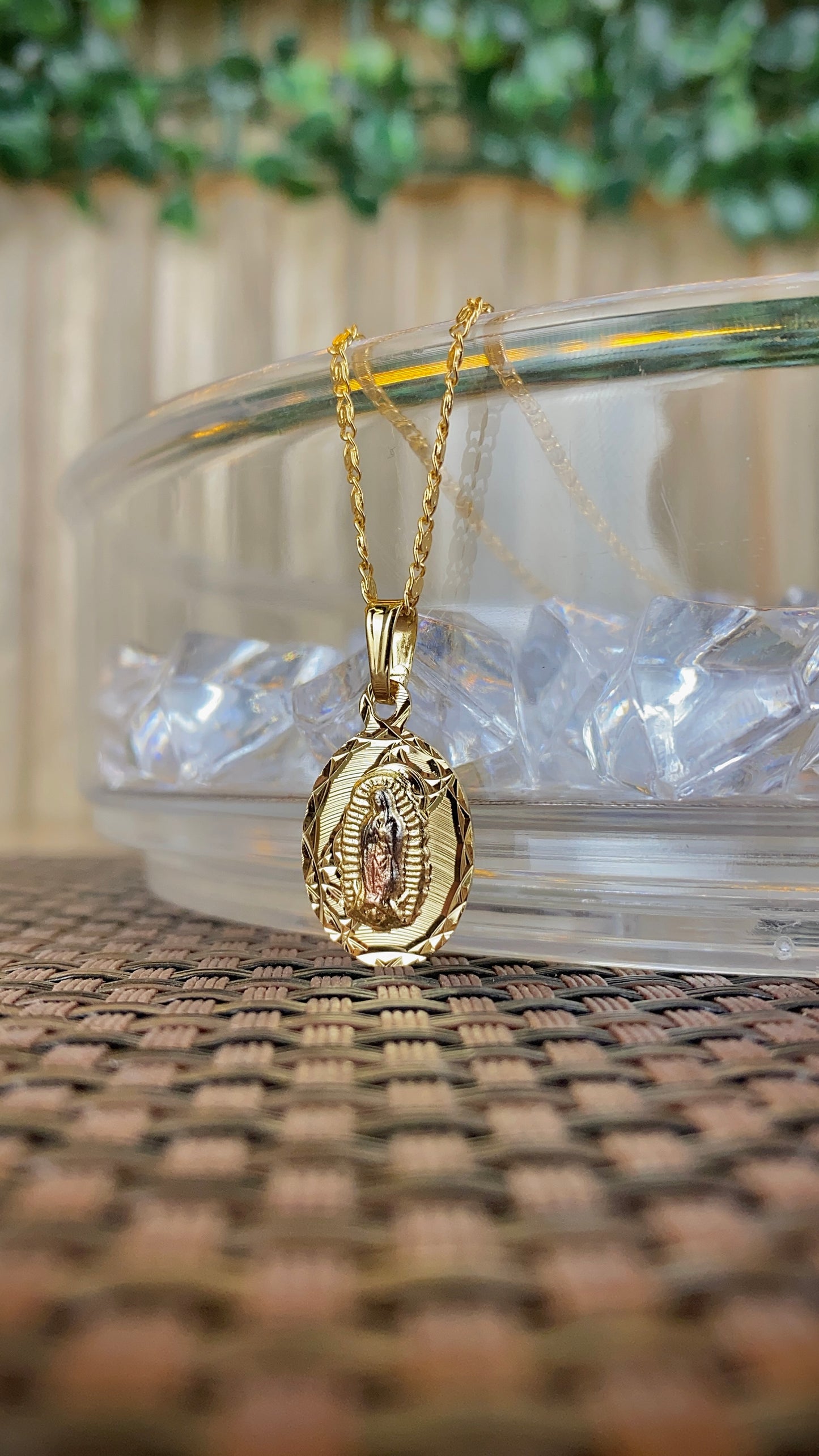 Virgen de Guadalupe Necklace Snaill Chain 20"