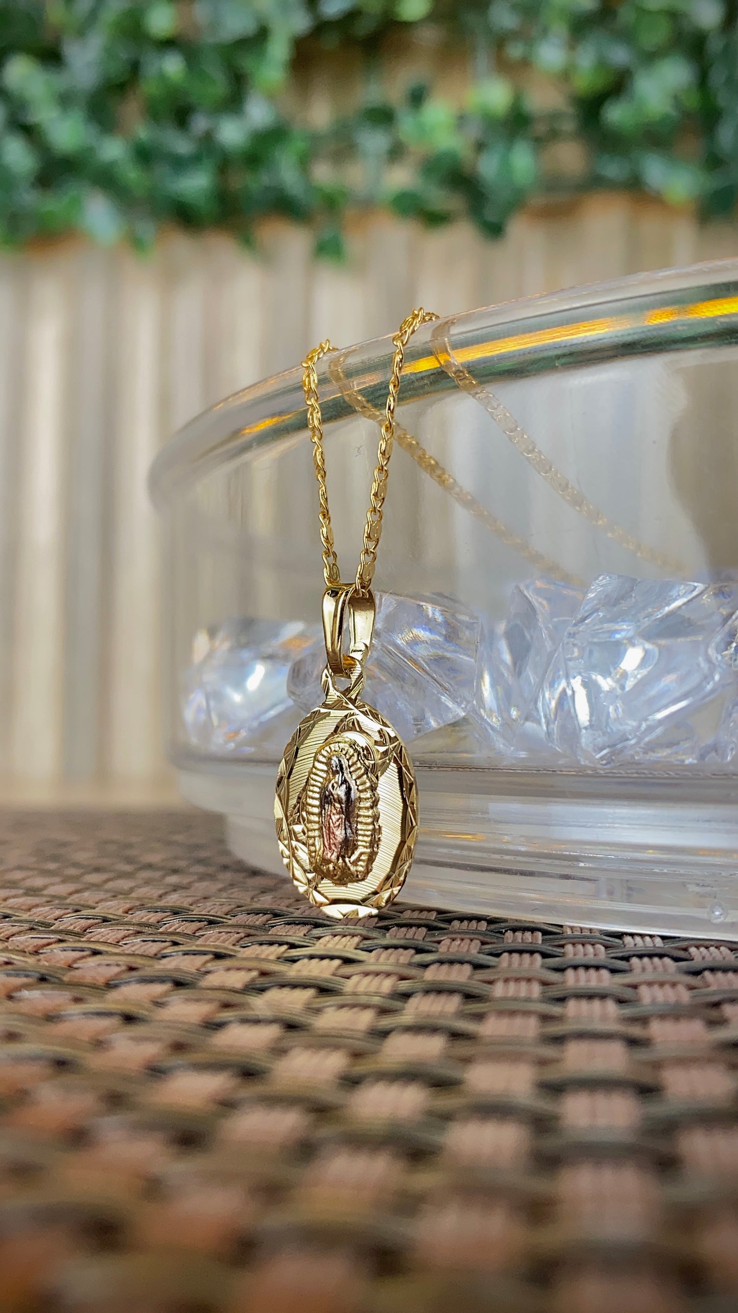 Virgen de Guadalupe Necklace Snaill Chain 20"