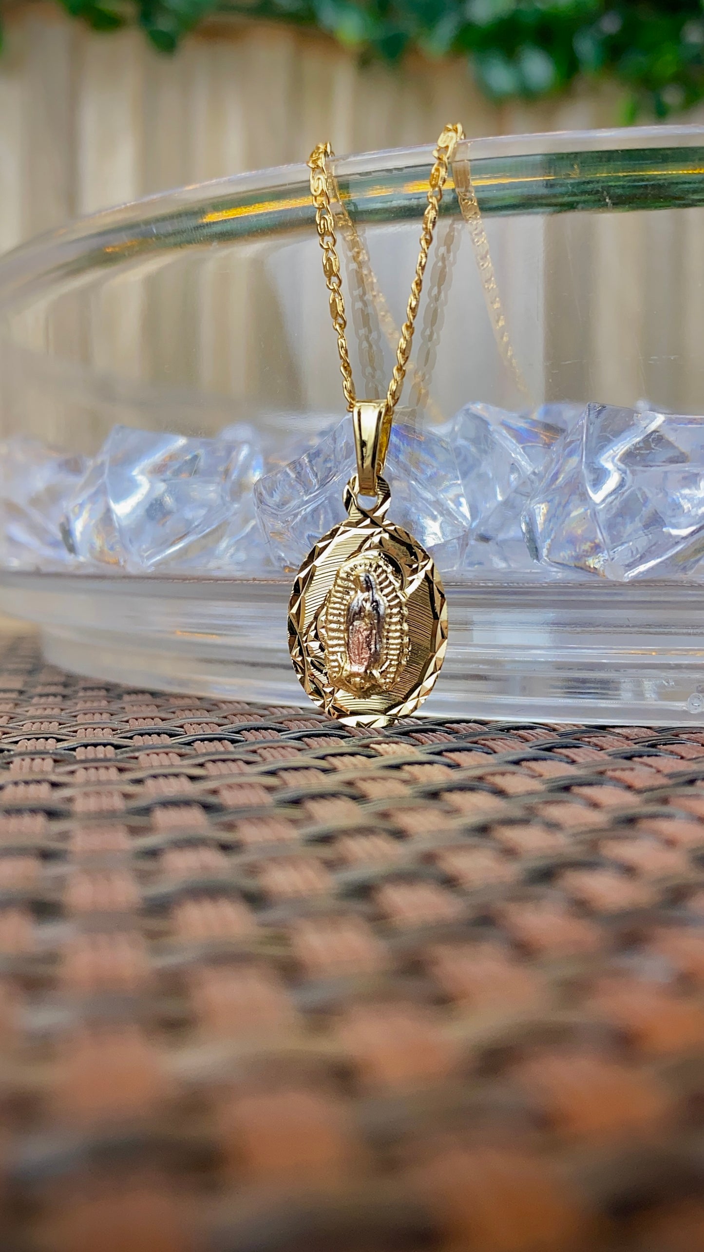 Virgen de Guadalupe Necklace Snaill Chain 20"