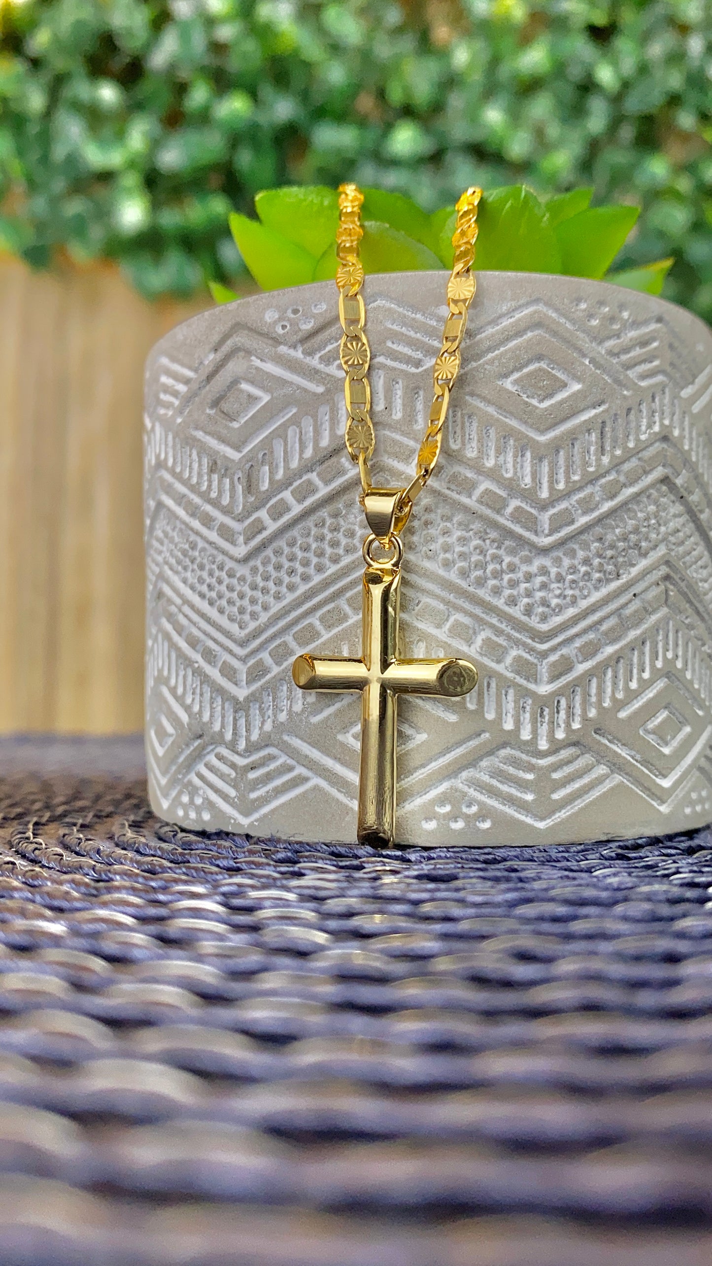 Cross Necklace Valentino Chain 30x18mm Gold Filled