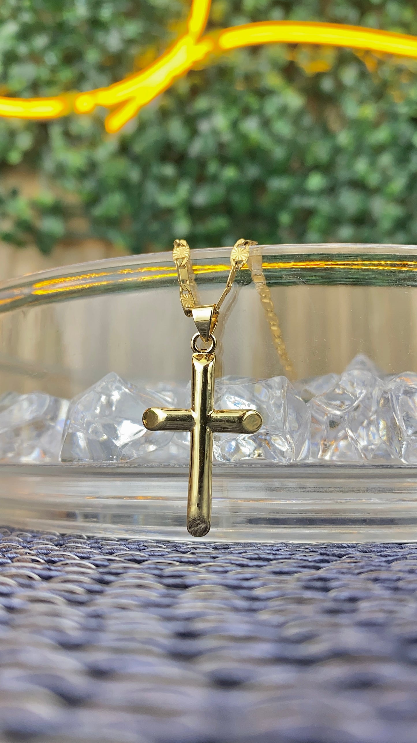 Cross Necklace Valentino Chain 30x18mm Gold Filled