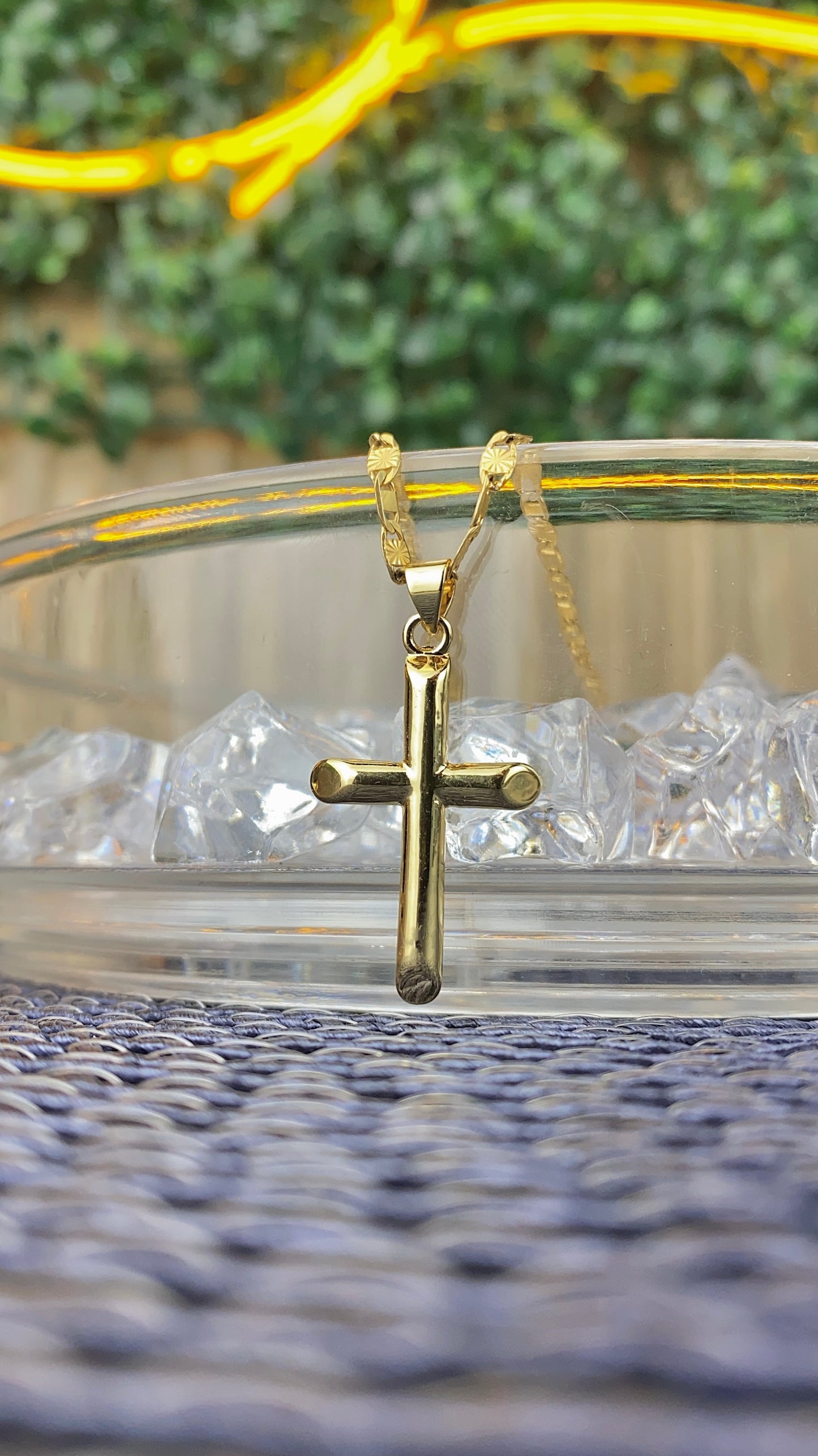 Cross Necklace Valentino Chain 30x18mm Gold Filled