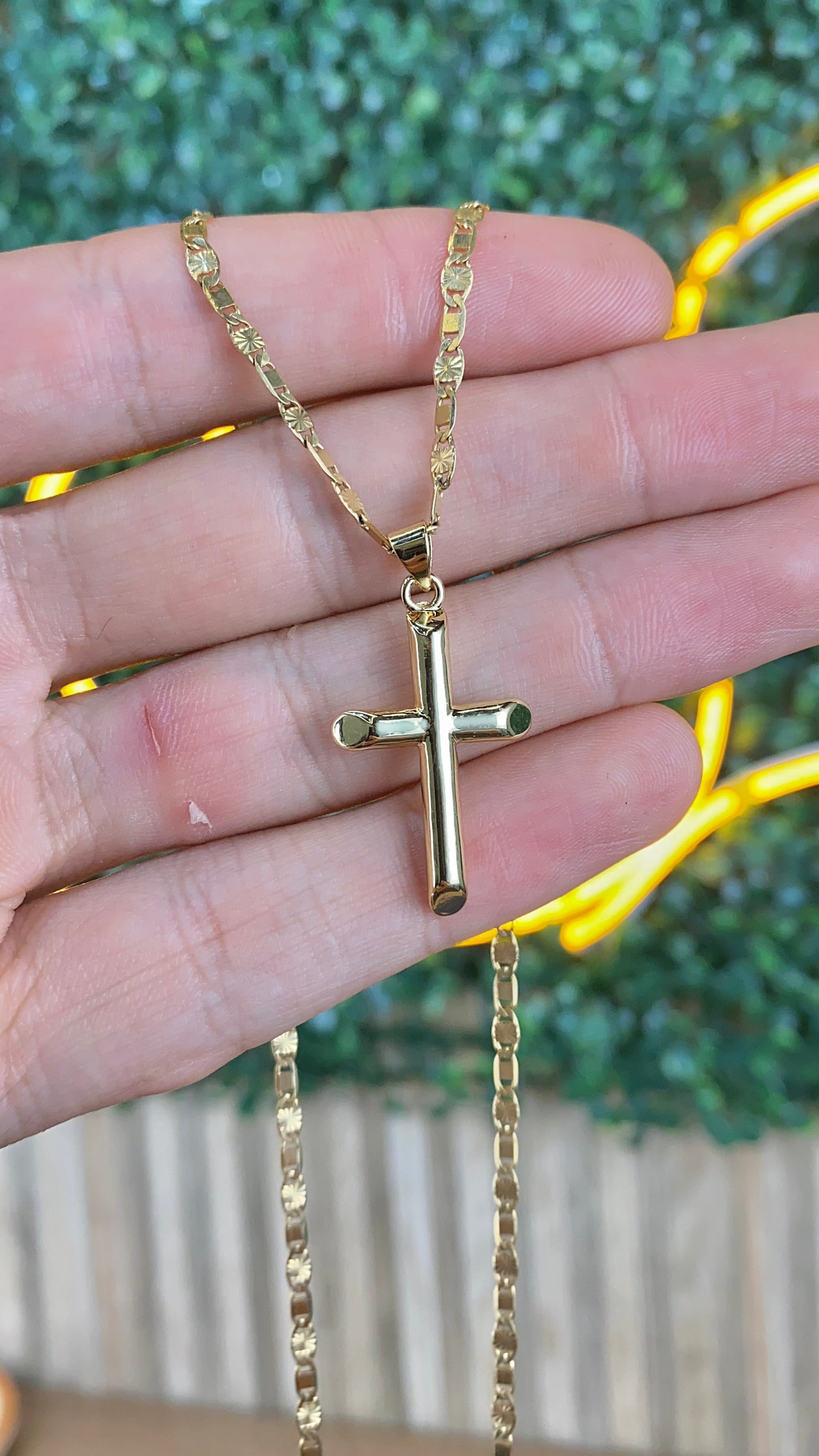 Cross Necklace Valentino Chain 30x18mm Gold Filled