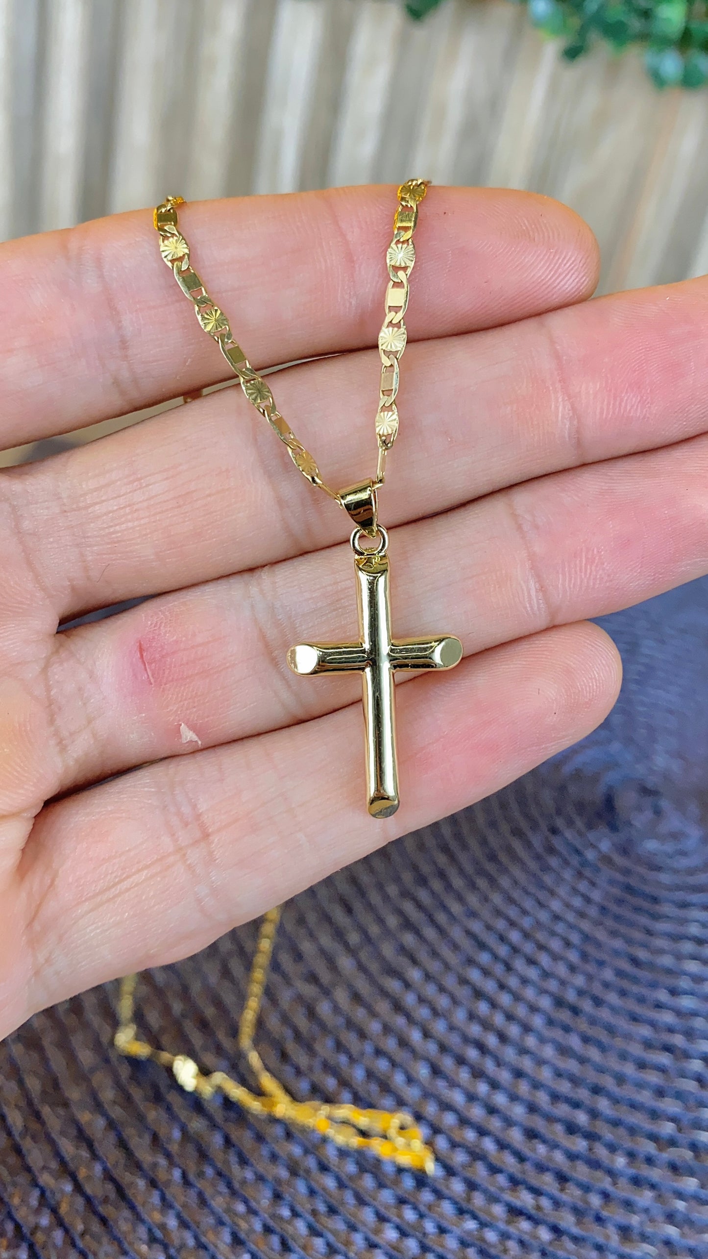 Cross Necklace Valentino Chain 30x18mm Gold Filled