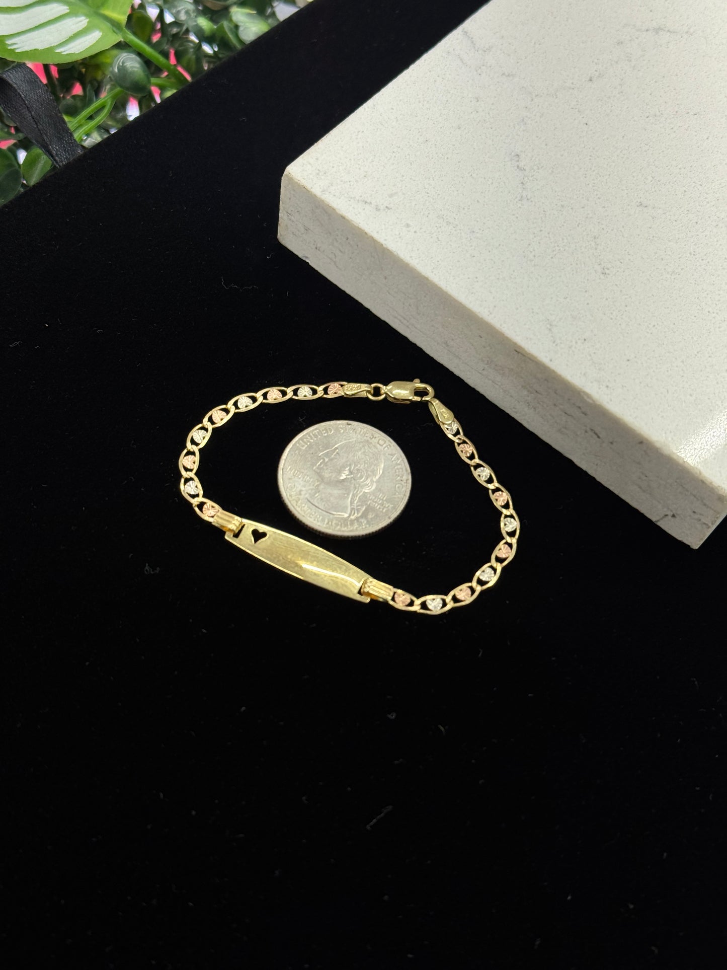 Heart Baby ID Bracelet 14K Gold 6.25 INCH