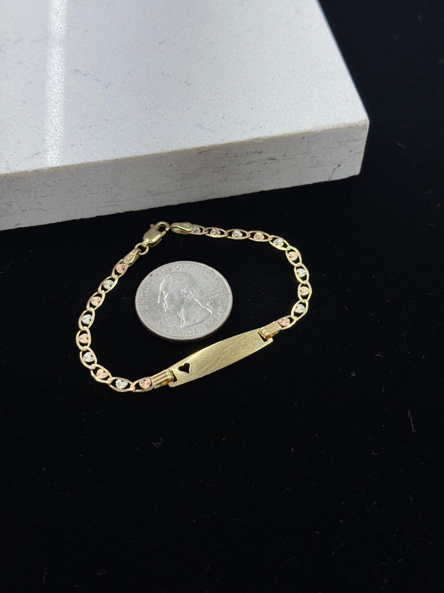 Heart Baby ID Bracelet 14K Gold 6.25 INCH