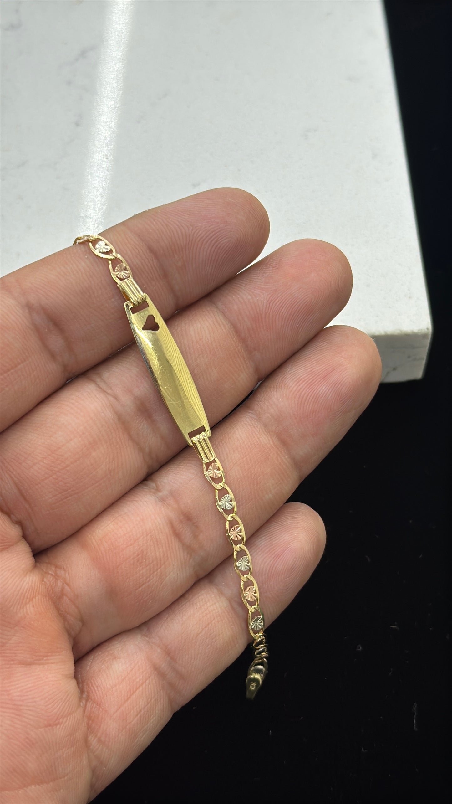 Heart Baby ID Bracelet 14K Gold 6.25 INCH