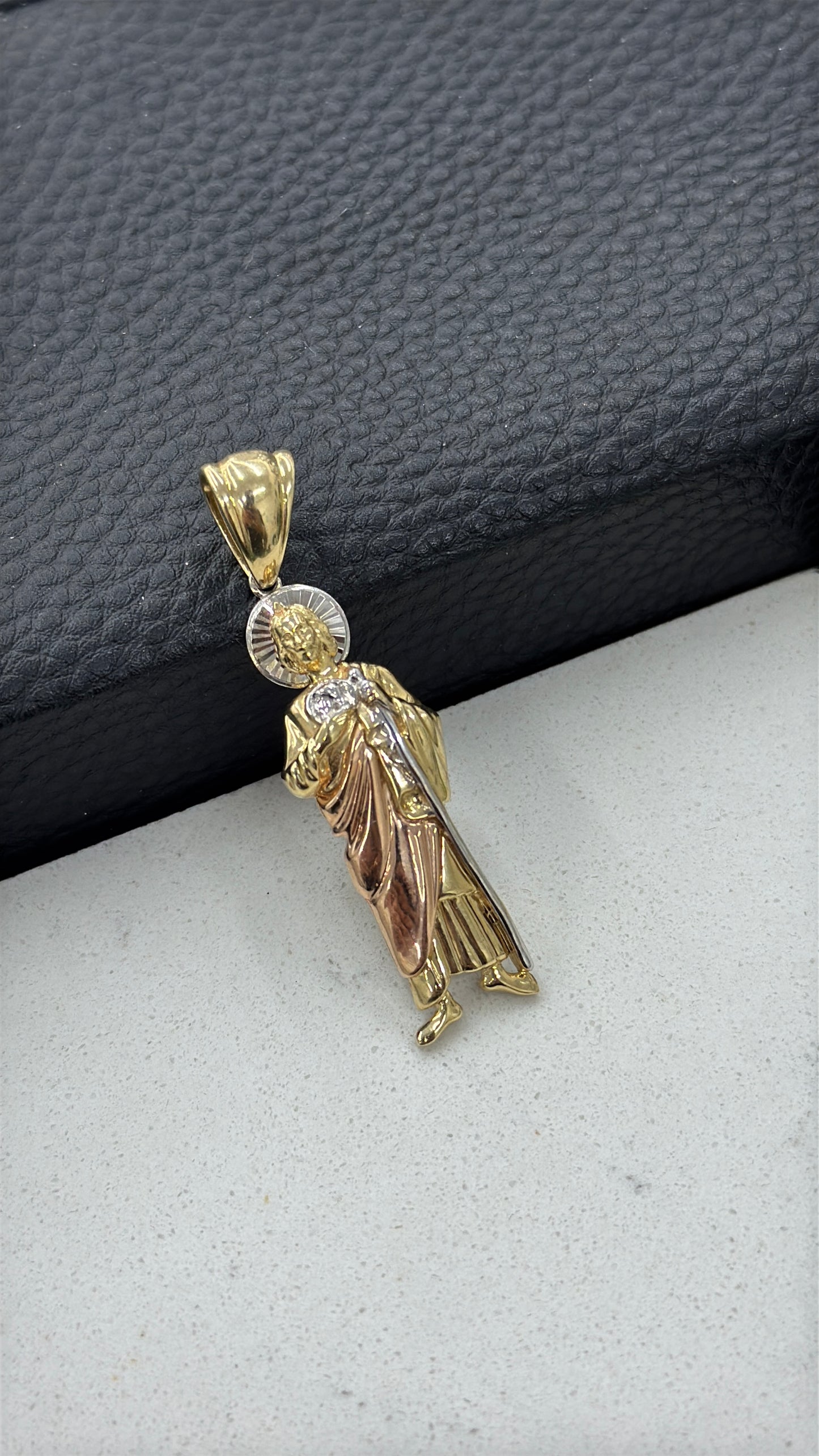 Tri Color 14K Gold San Judas Pendant 4013mm Unisex