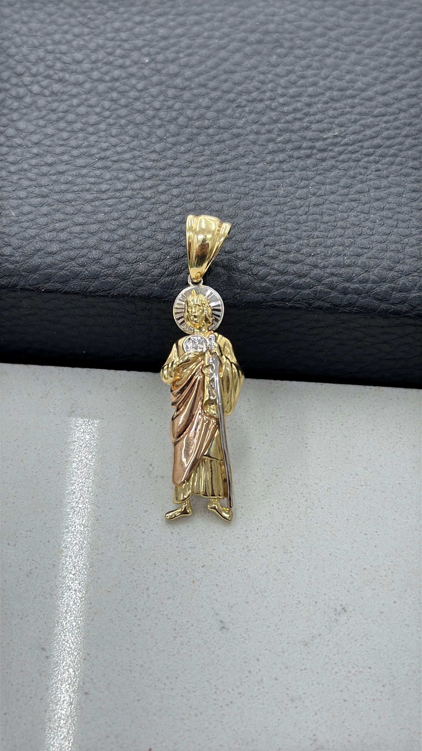 Tri Color 14K Gold San Judas Pendant 4013mm Unisex
