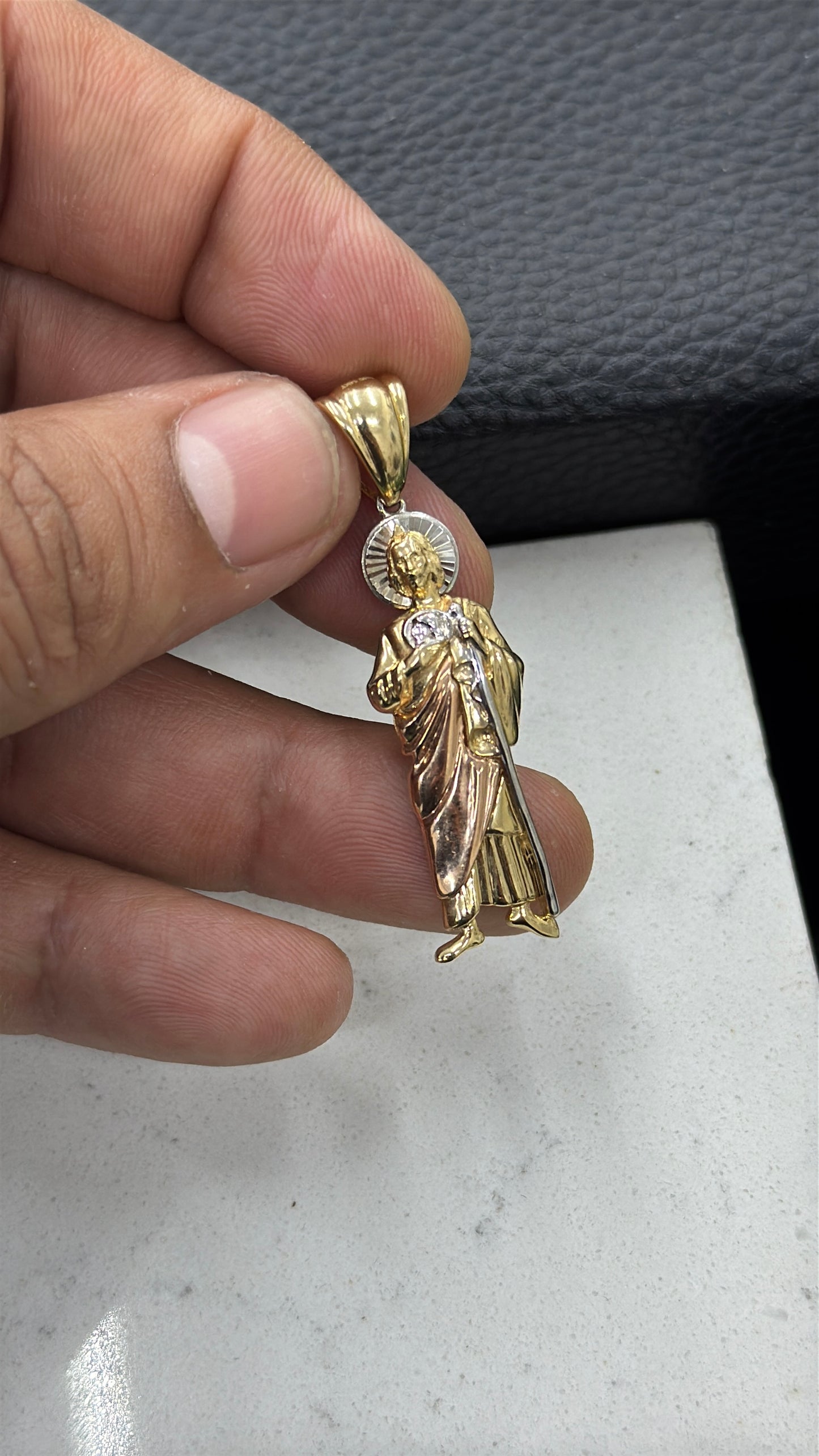 Tri Color 14K Gold San Judas Pendant 4013mm Unisex