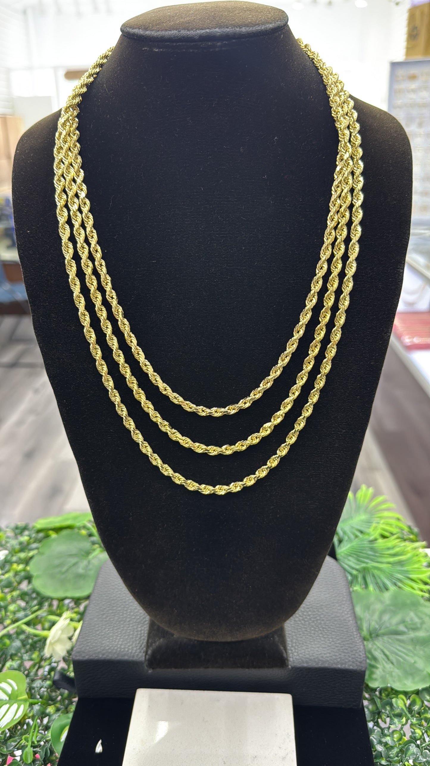 14K Yellow Gold Rope Chain 4.5mm for Mens Womens