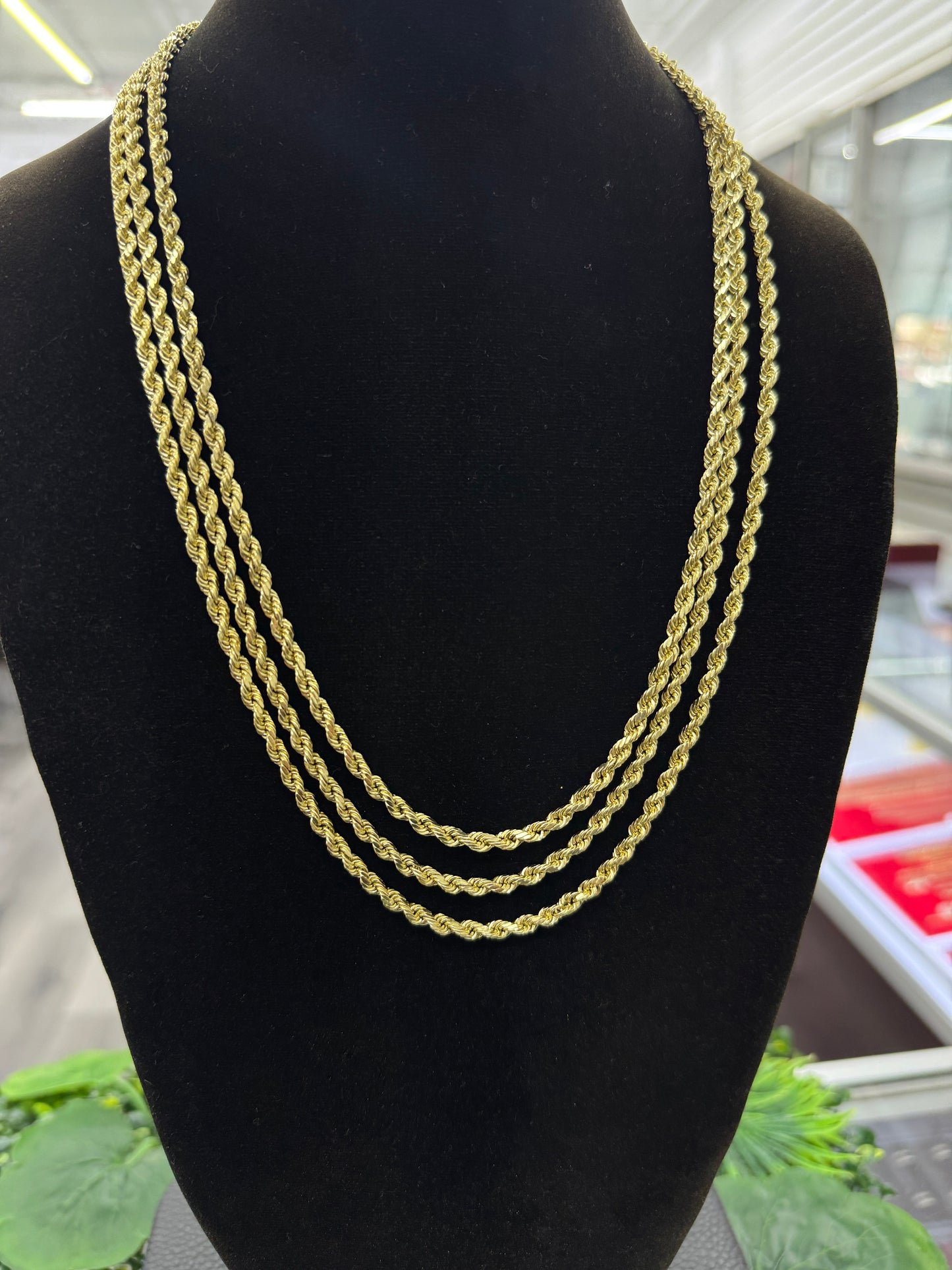 3.5mm Rope Chain Necklace 14K Yellow Gold