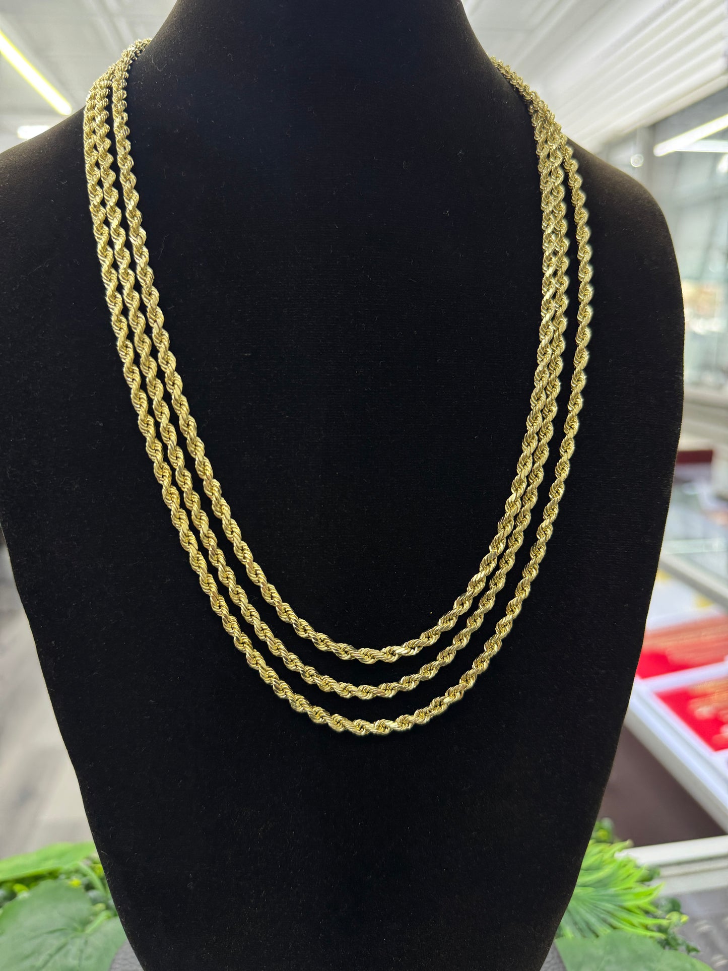 3.5mm Rope Chain Necklace 14K Yellow Gold