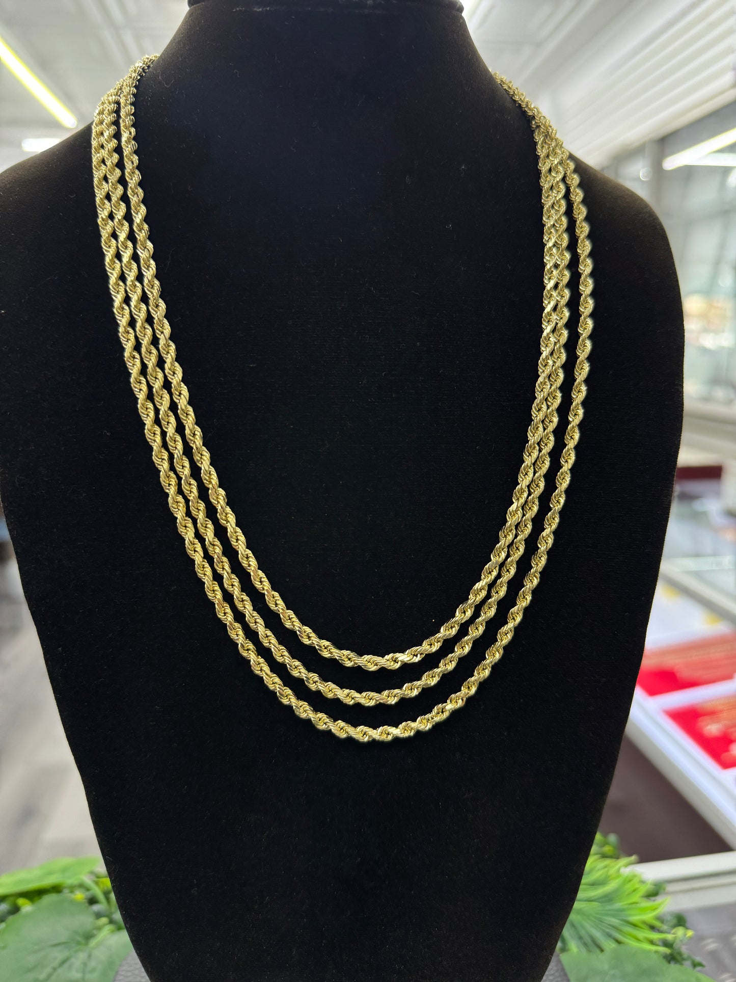 3.5mm Rope Chain Necklace 14K Yellow Gold