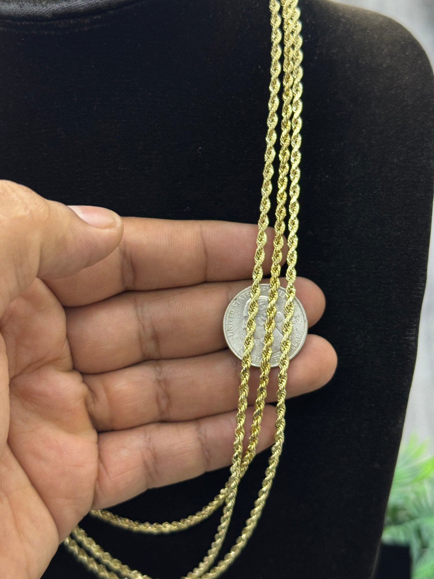 2.5mm Rope Chain Necklace 14K Yellow Gold