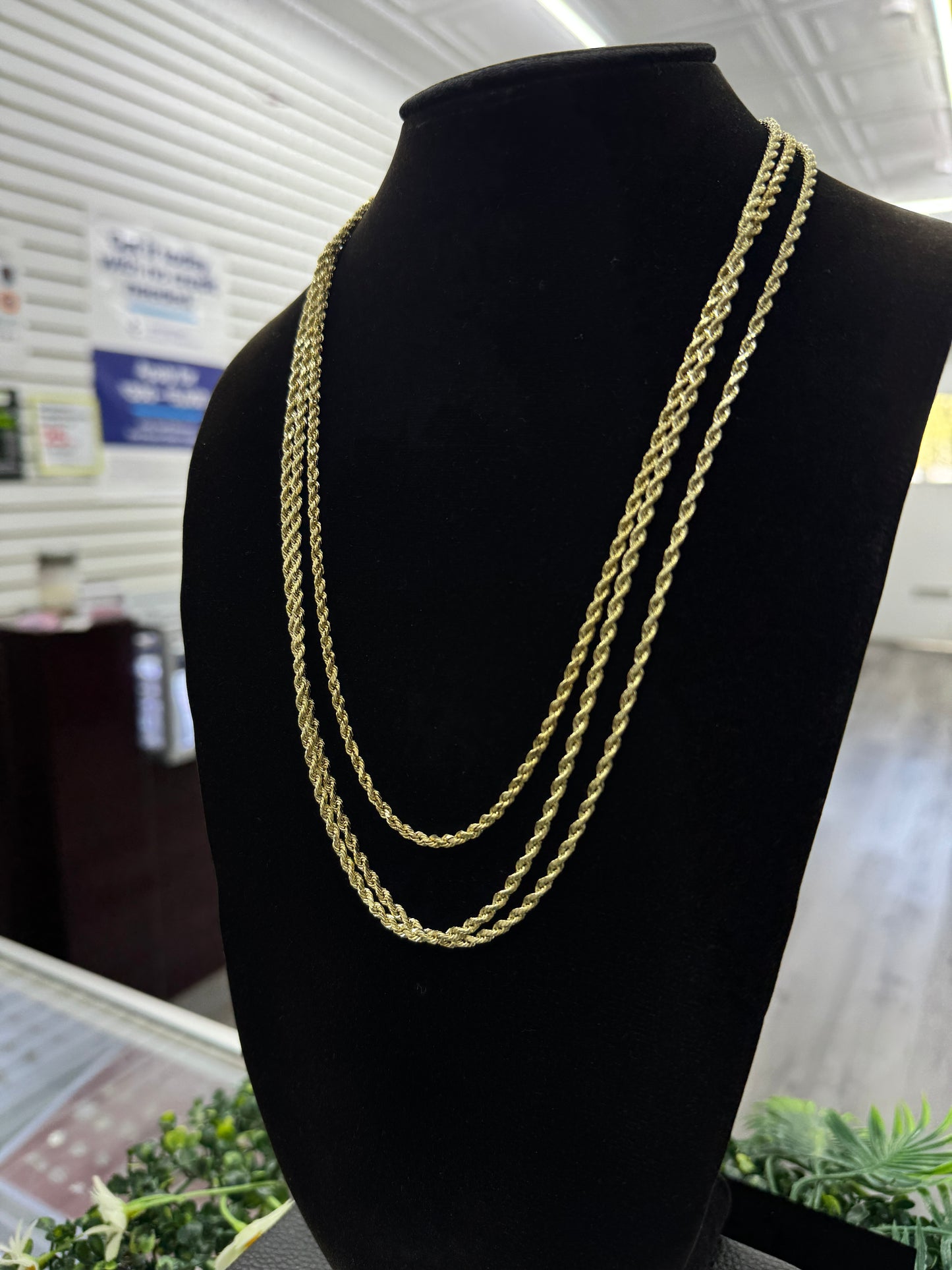 2.5mm Rope Chain Necklace 14K Yellow Gold