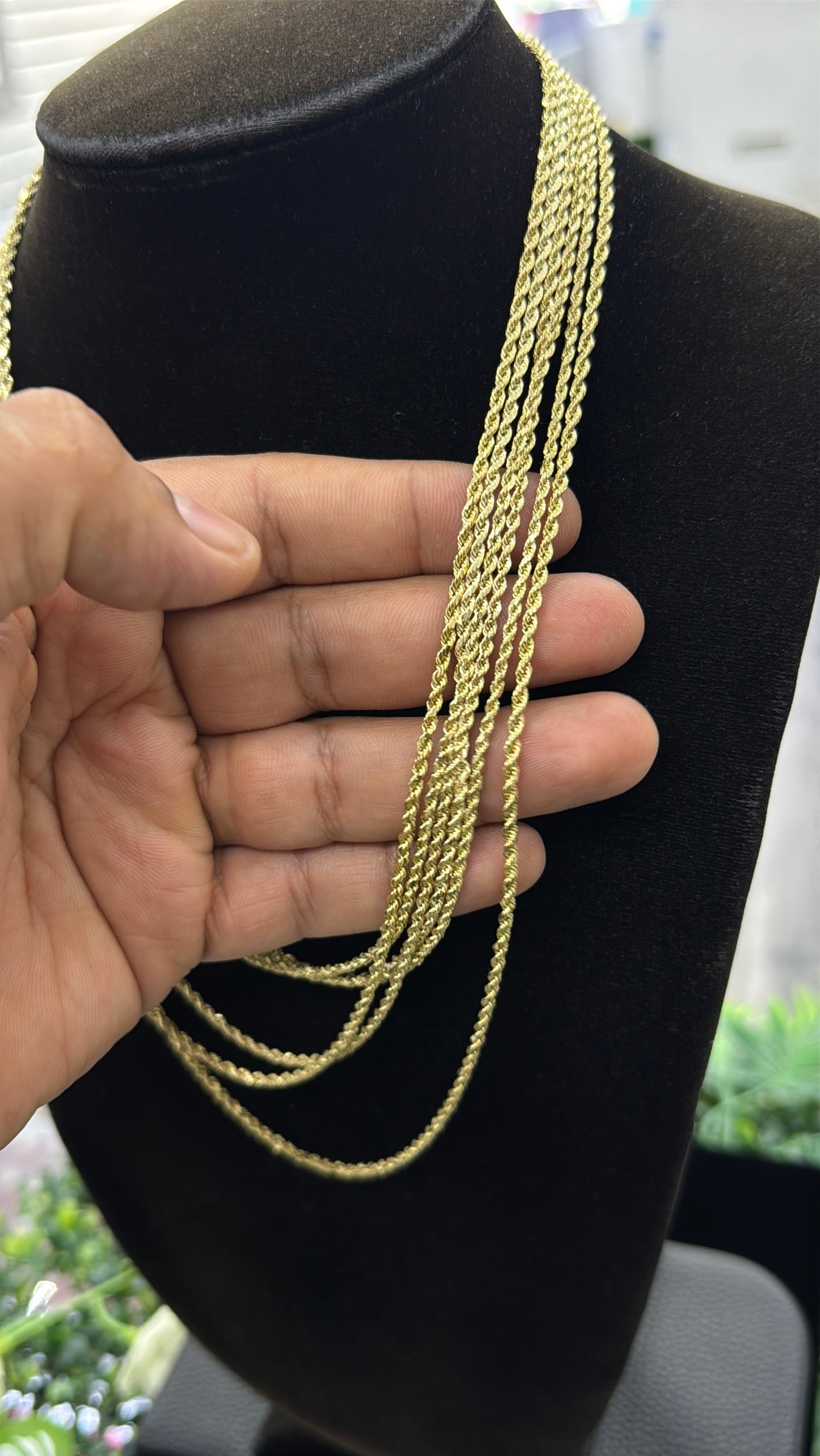 2mm Rope Chain Necklace 14K Yellow Gold Unisex