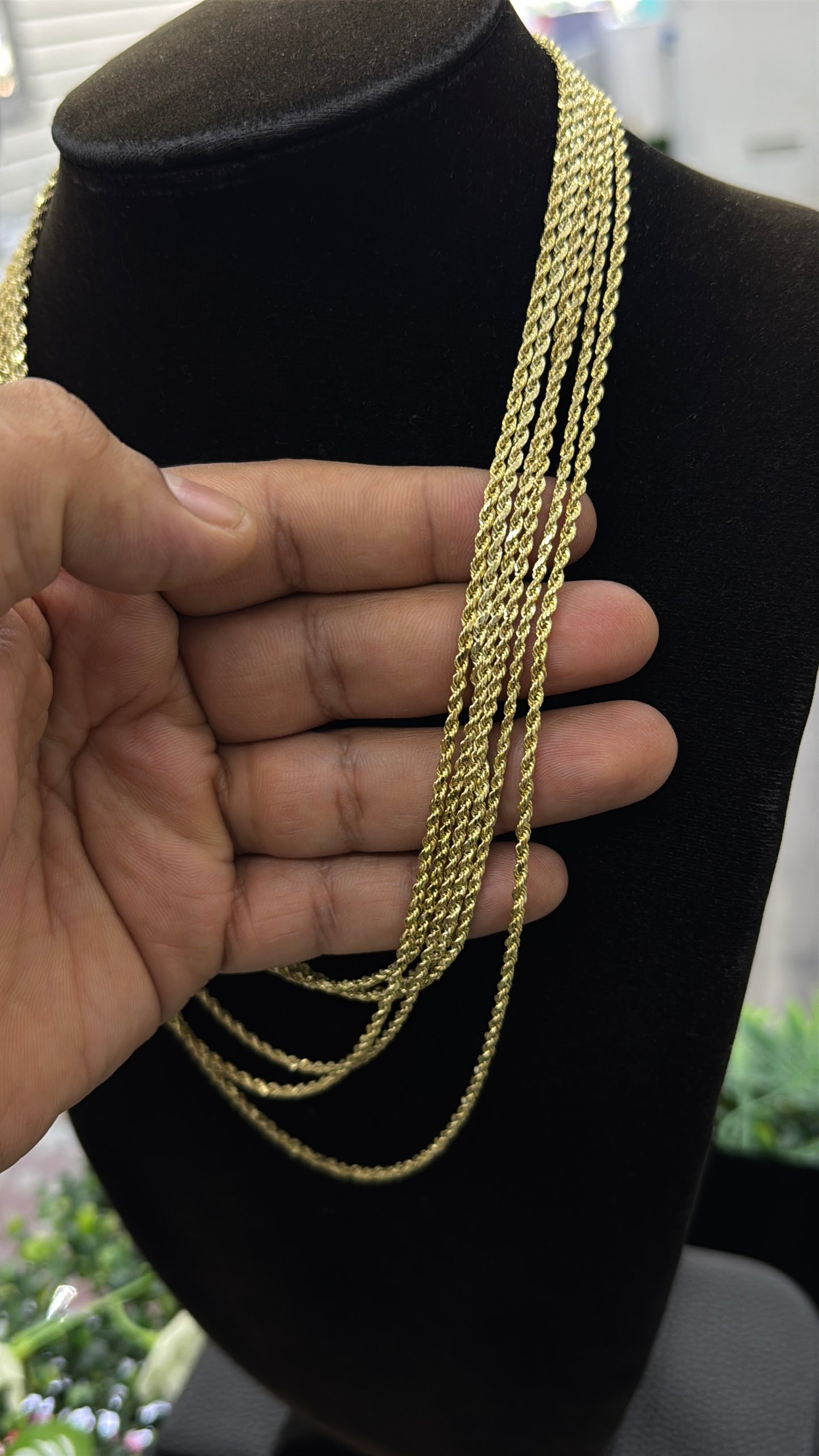 2mm Rope Chain Necklace 14K Yellow Gold Unisex