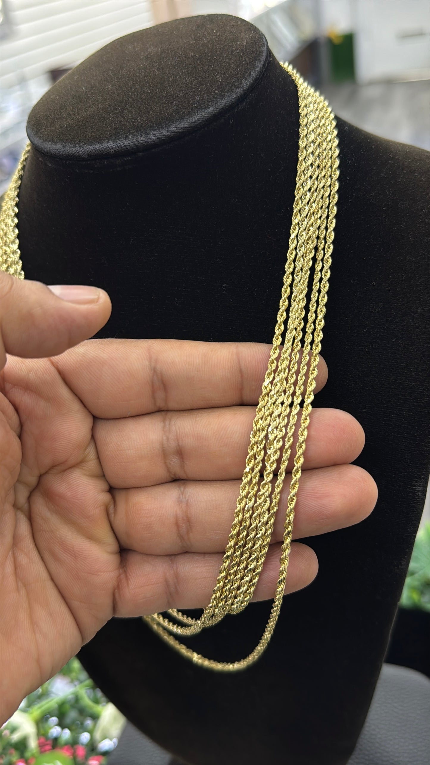 2mm Rope Chain Necklace 14K Yellow Gold Unisex