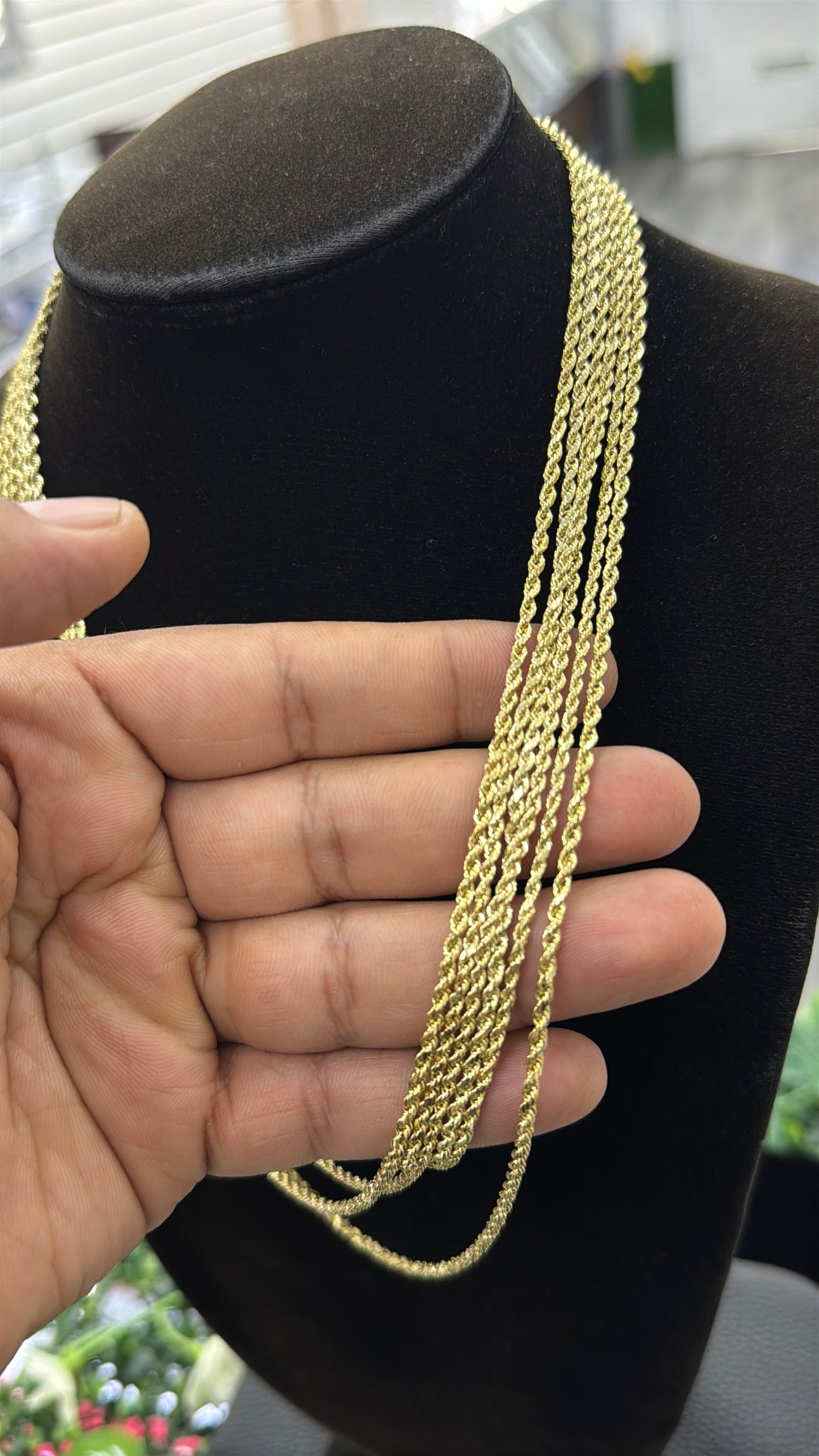 2mm Rope Chain Necklace 14K Yellow Gold Unisex