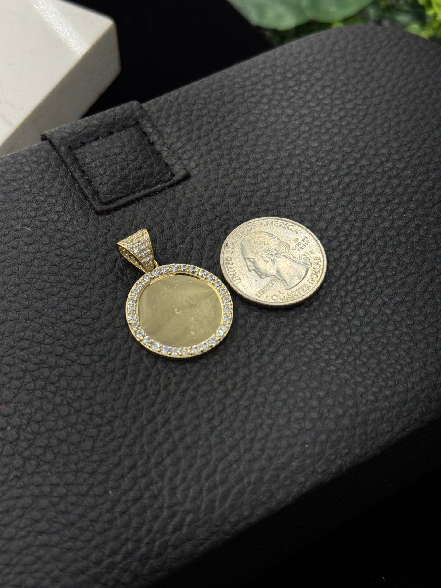 14K Yellow Gold CZ Picture Charm Personalized Jewelry