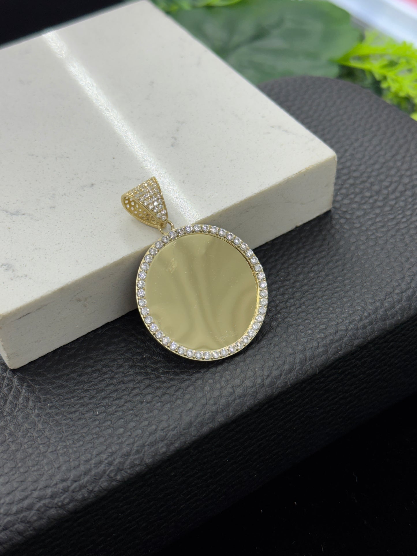 14K Yellow Gold CZ Picture Charm Personalized Jewelry