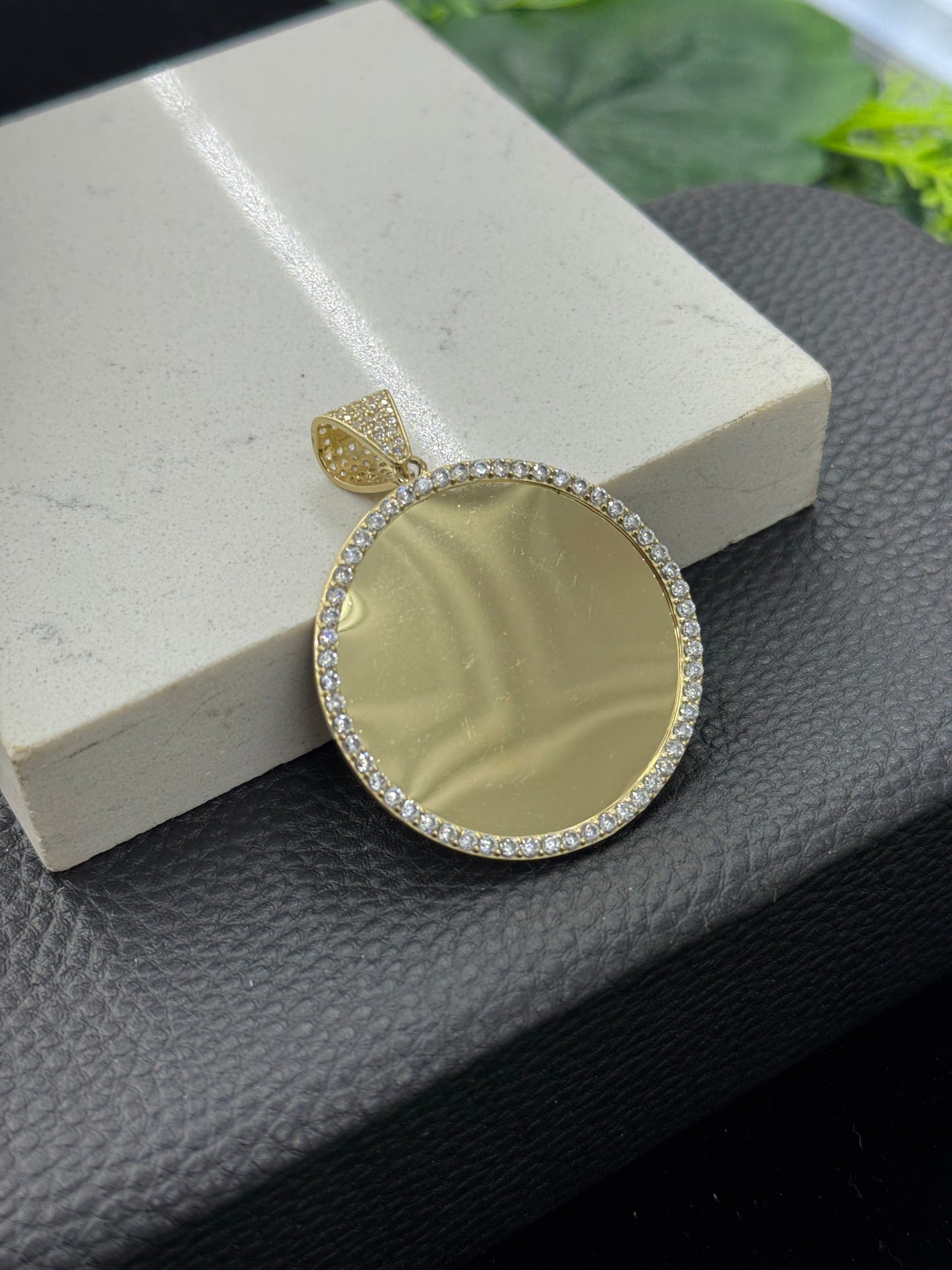 14K Yellow Gold CZ Picture Charm Personalized Jewelry