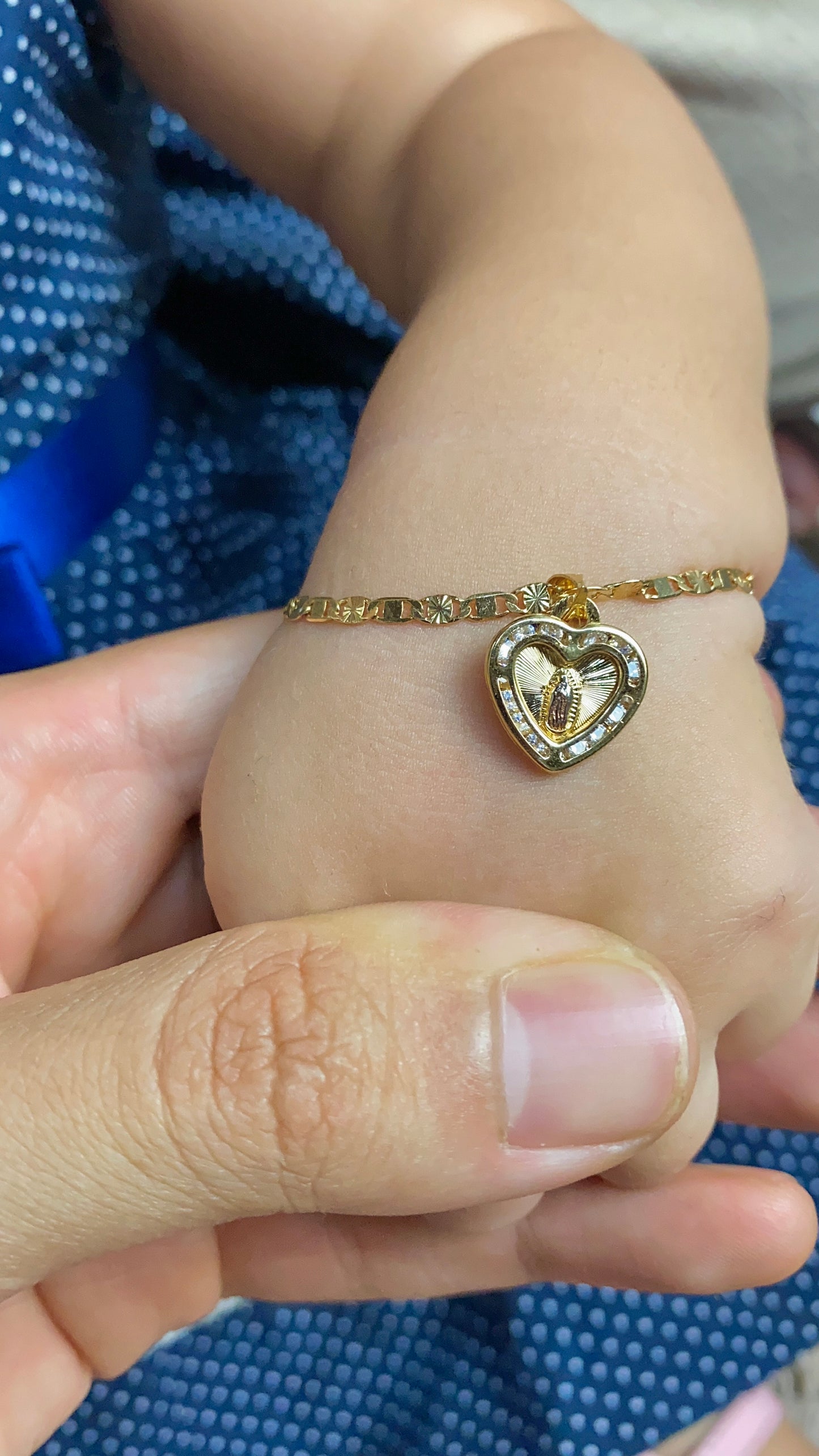 Heart Virgen de Guadalupe CZ Valentino Bracelet for Babies