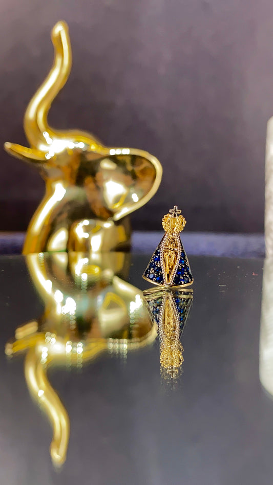 Pingente de Nossa Senhora de Aparecida Banhado a Ouro 18K