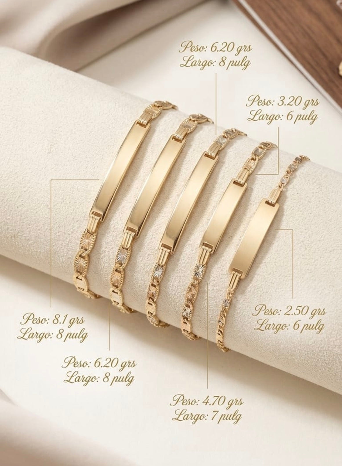 14K Gold Id Bracelet Tri Color Diamond Cut