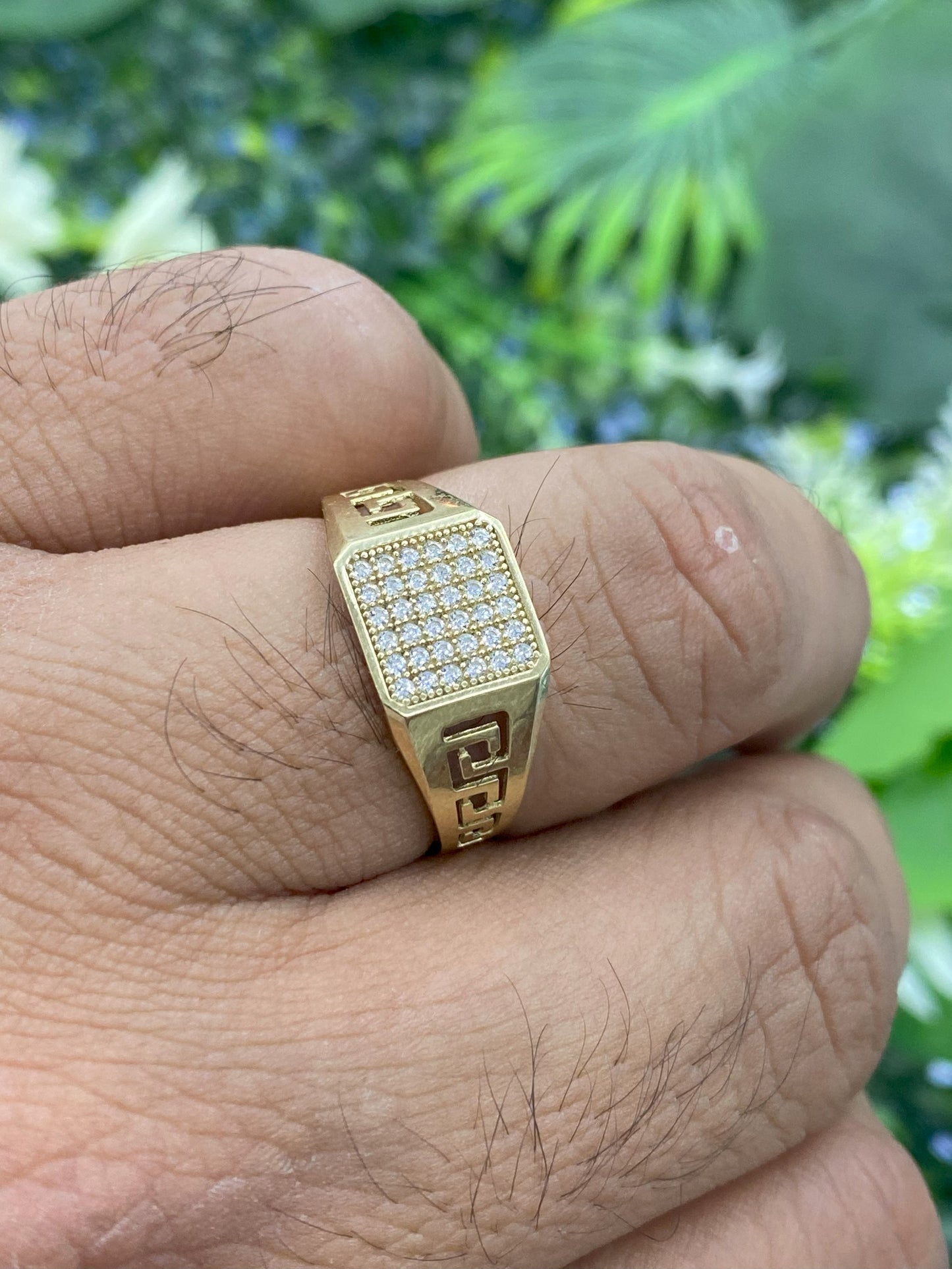 10K Yellow Gold Mens Ring CZ Fashion Style for Everyday Wear