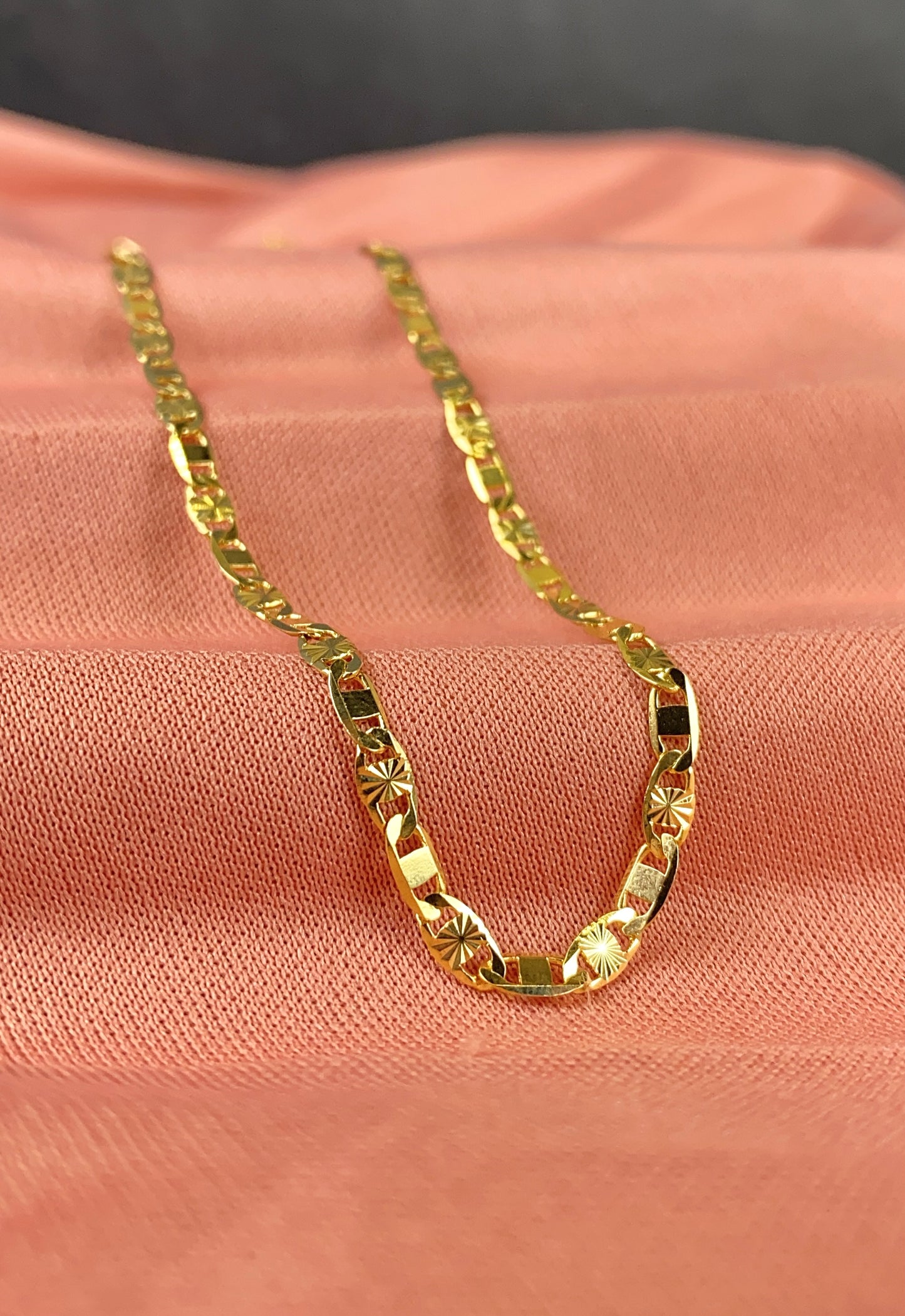 Valentino Chain Necklace for Womens Mens 3.2mm Gold Filled